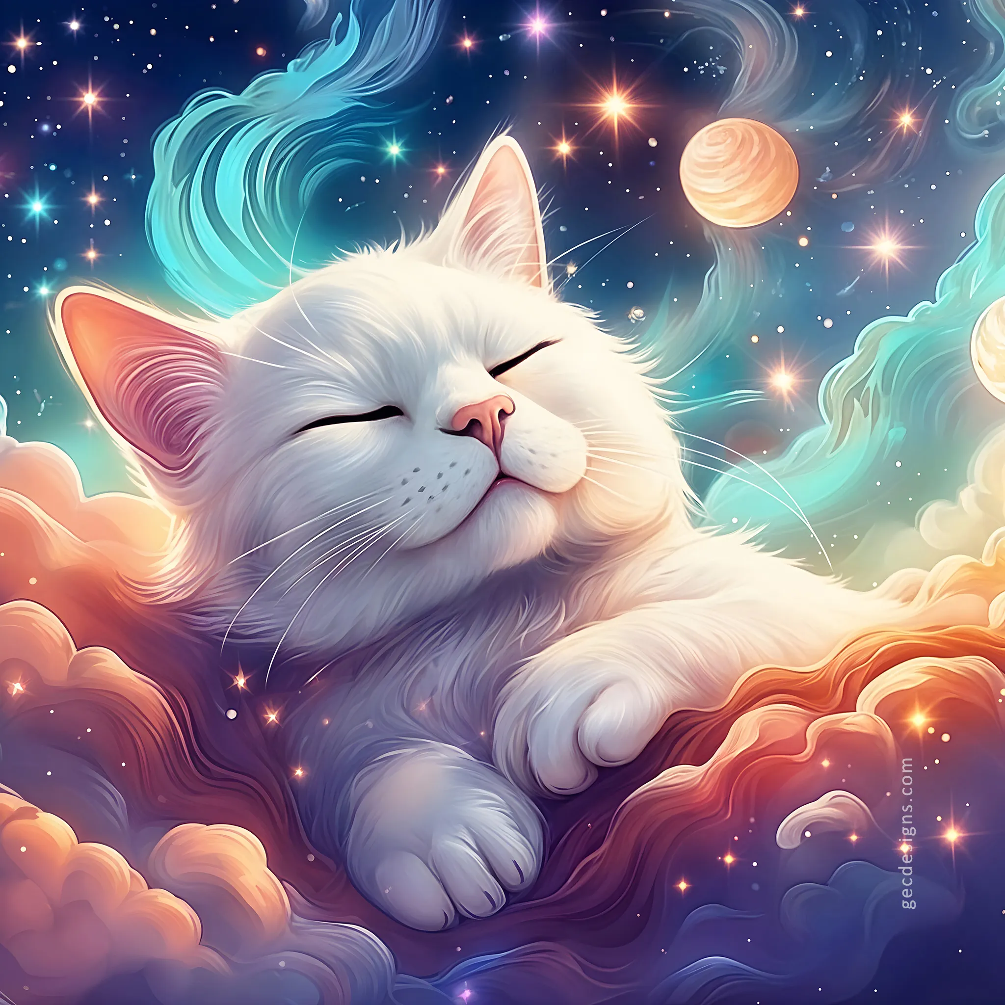 Digital art portrait of sleeping cute