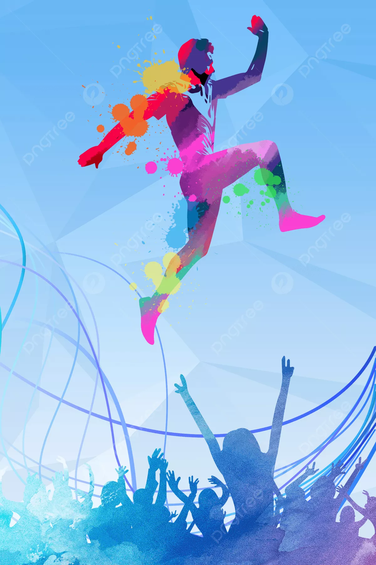 Blue Watercolor Wind Spring Sport