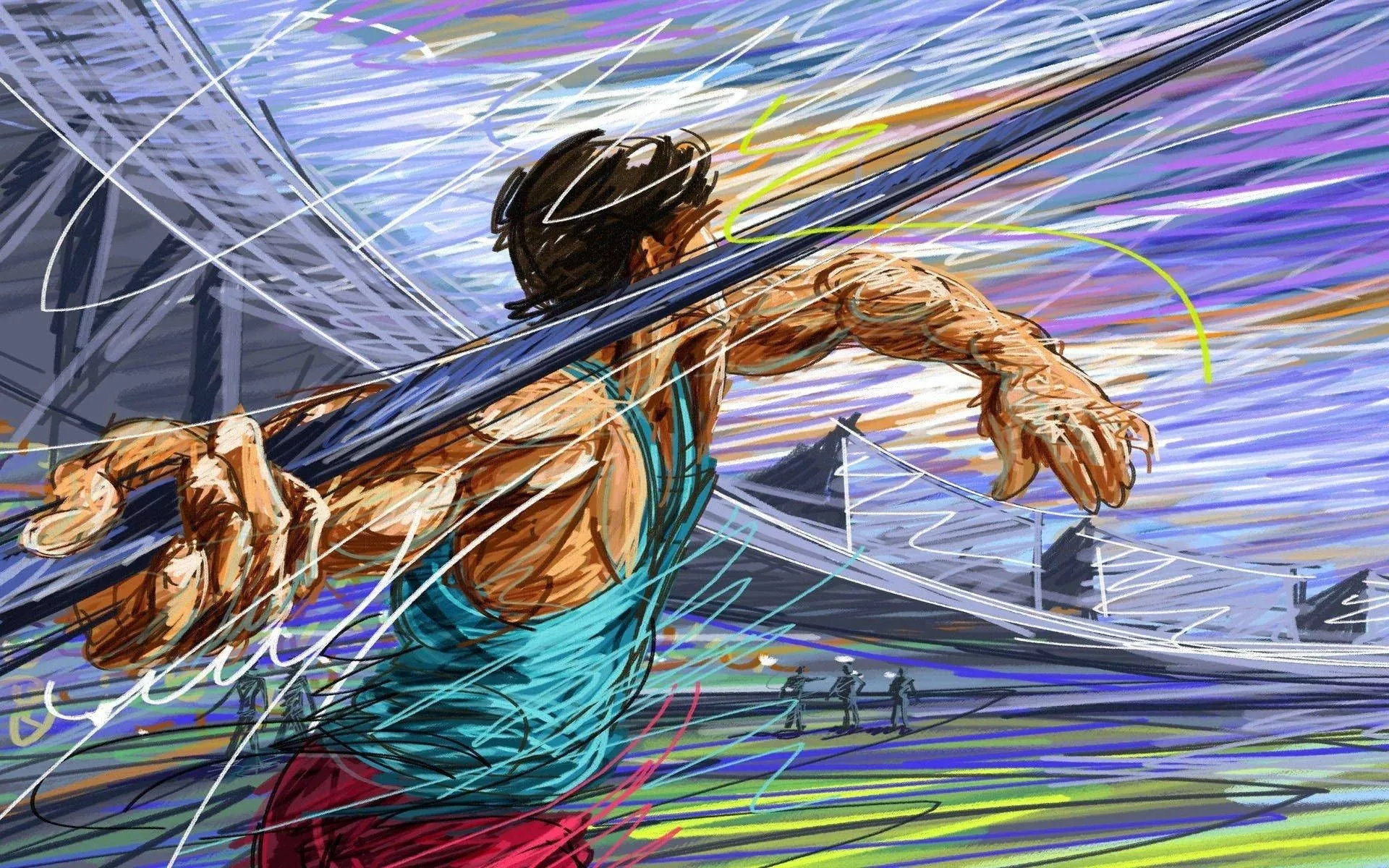 Athletics Javelin Throw Digital Art