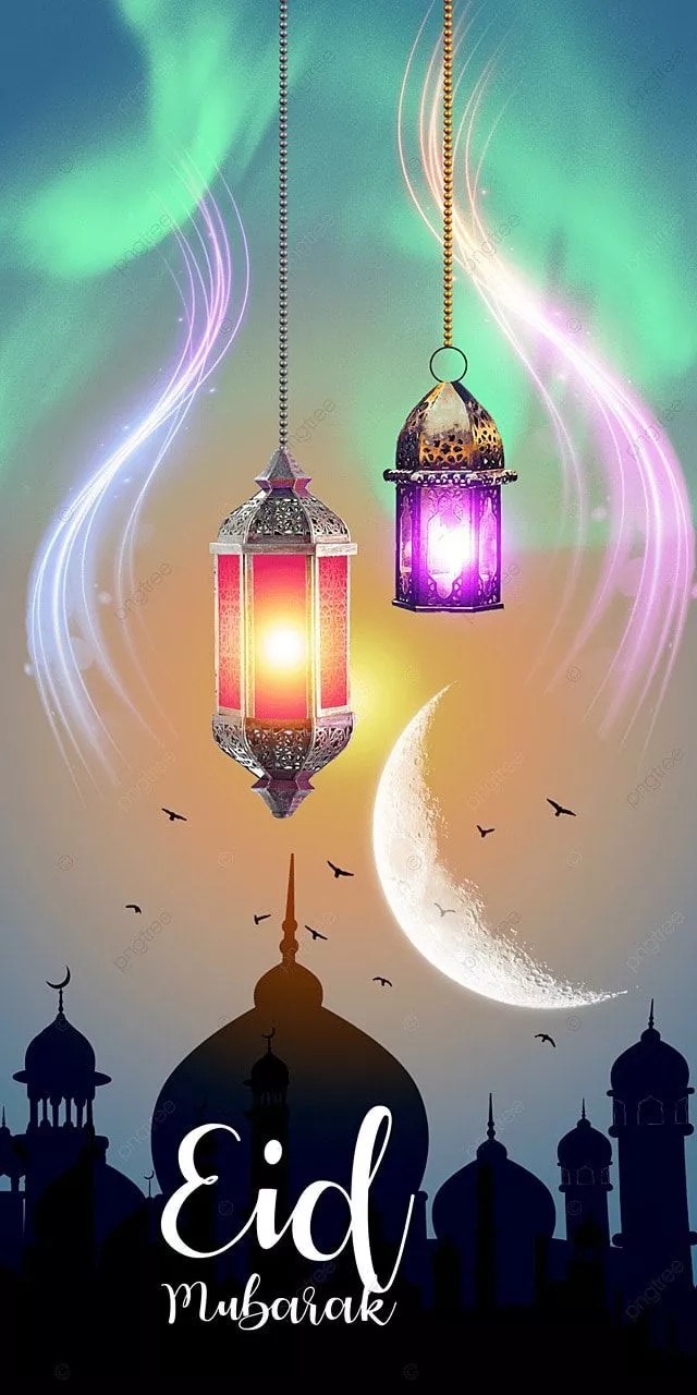 Colorful Ramadan Lanterns With Abstract