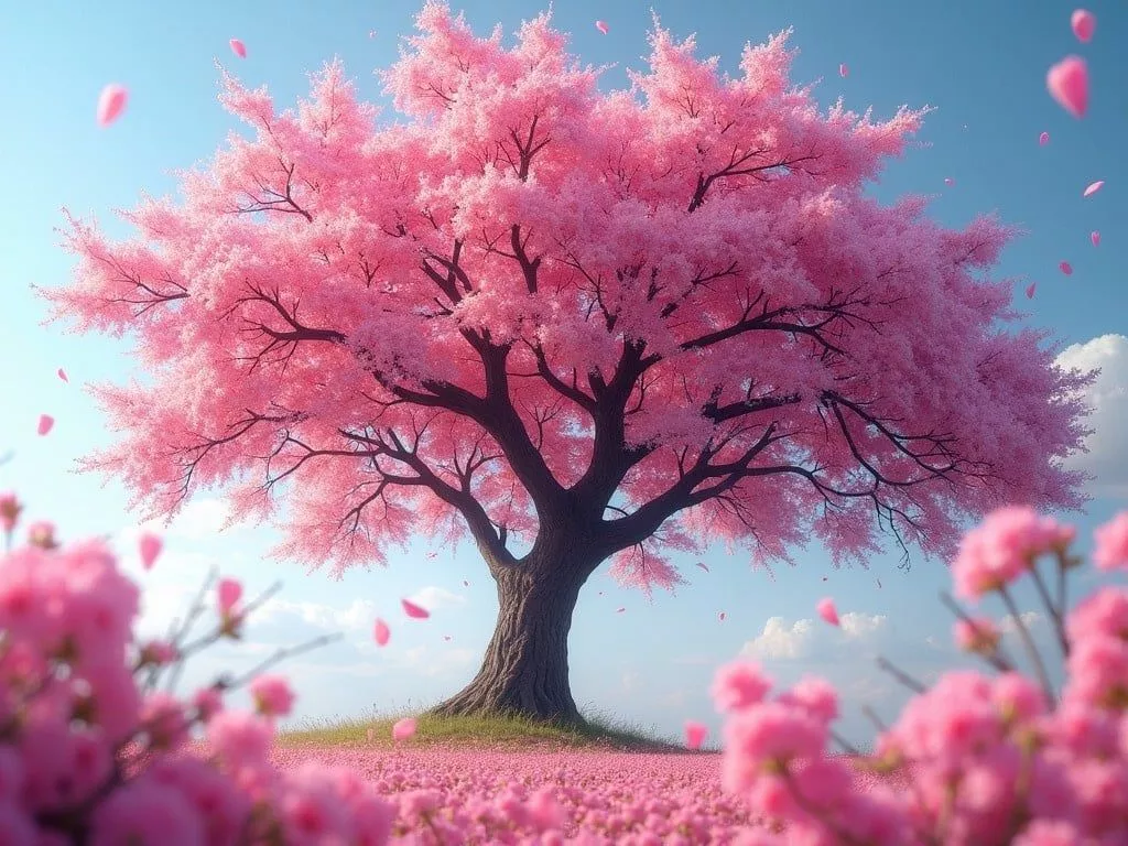 Majestic Tree with Pink Flowers