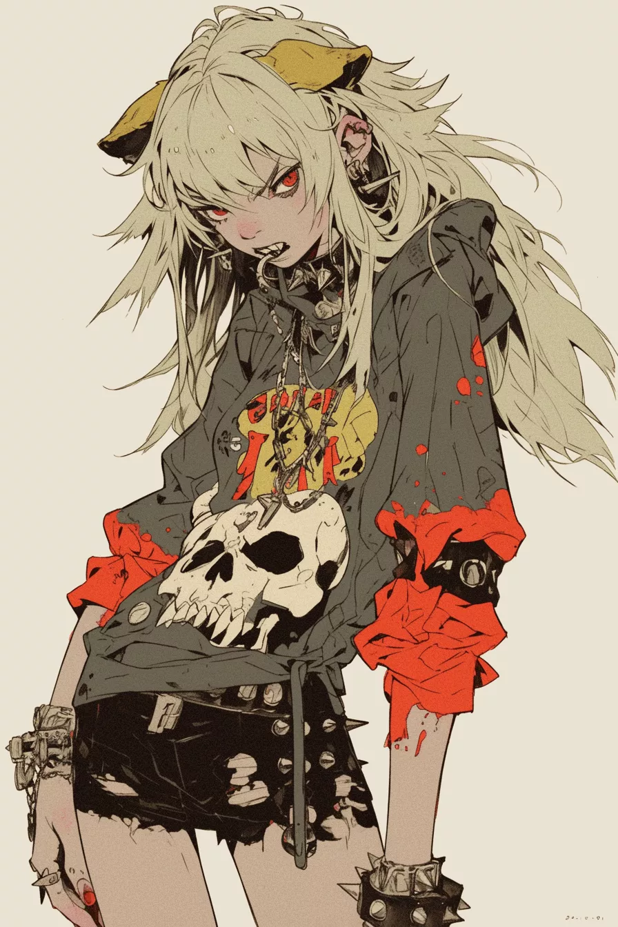 Grimes singing cartoon character