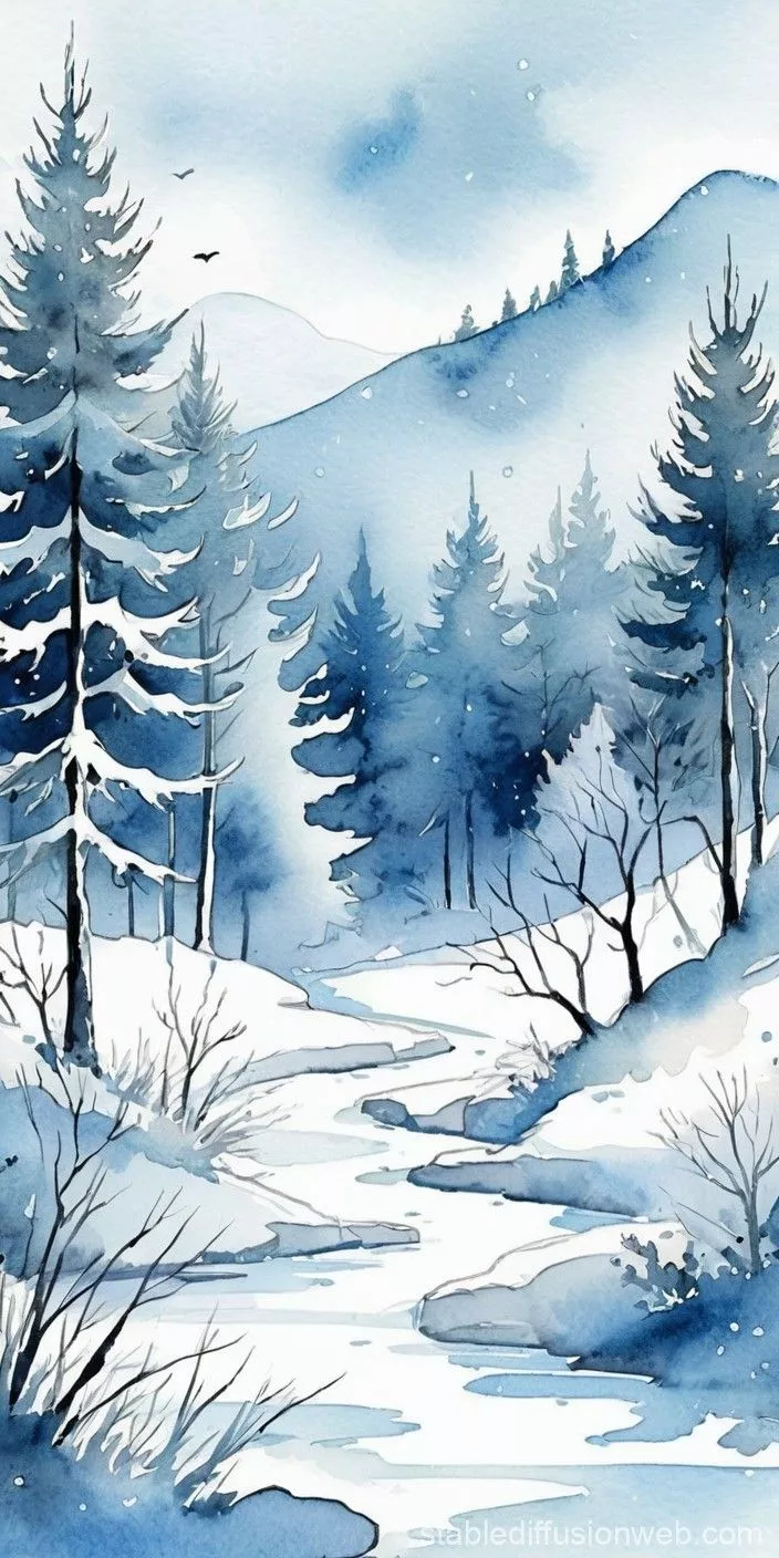 Winter Abstract Watercolor Wallpaper