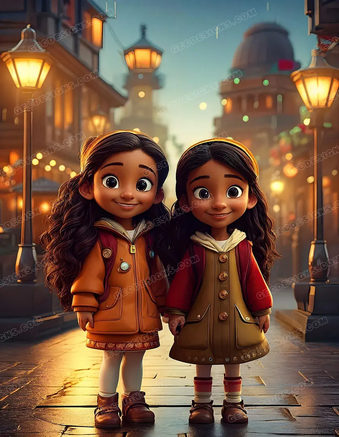 Cute Twin sisters in a anime world AI