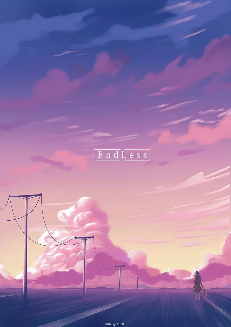 Anime landscape, long road, scenery