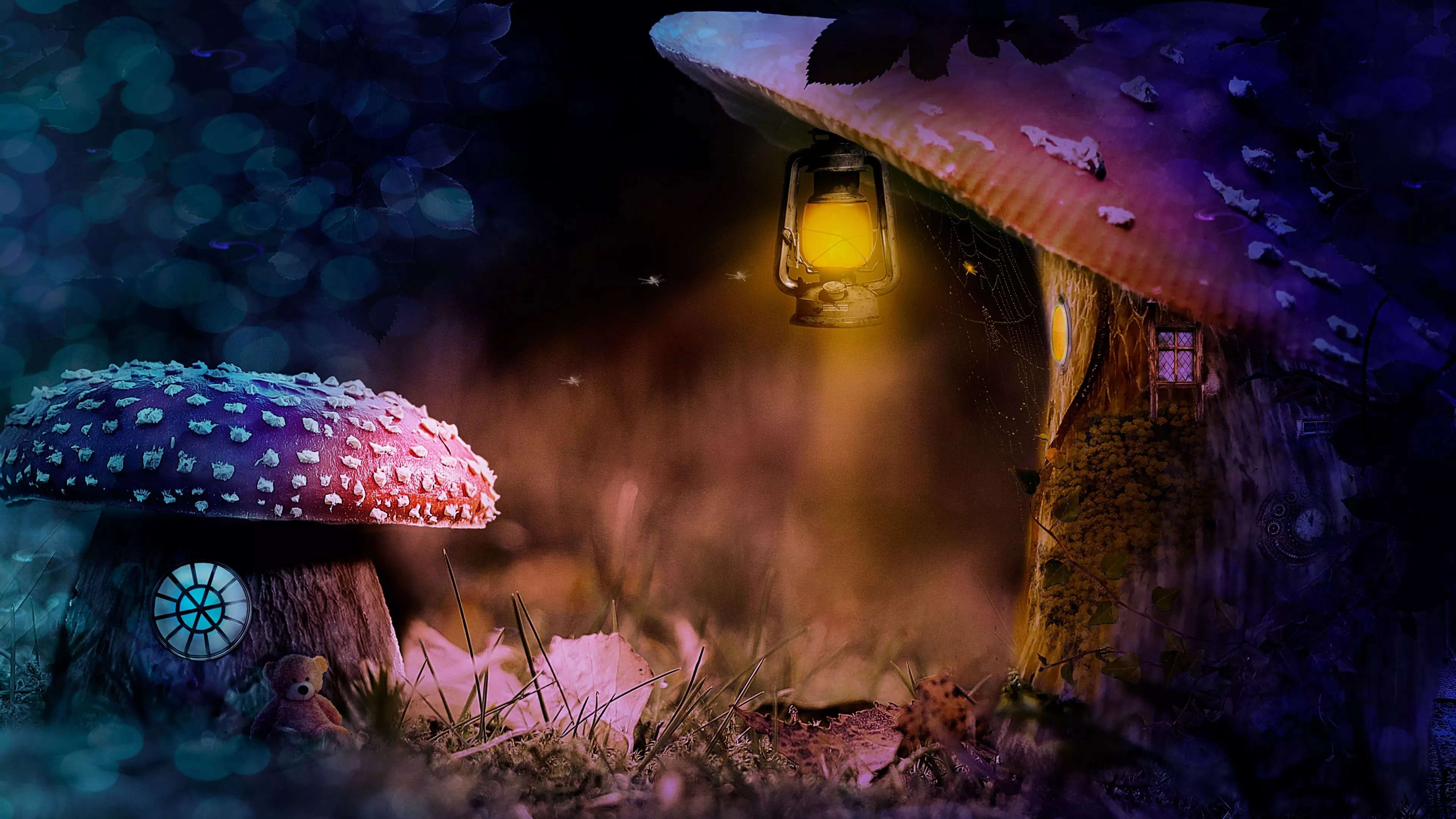 Mushroom house Wallpaper 4K, Lantern