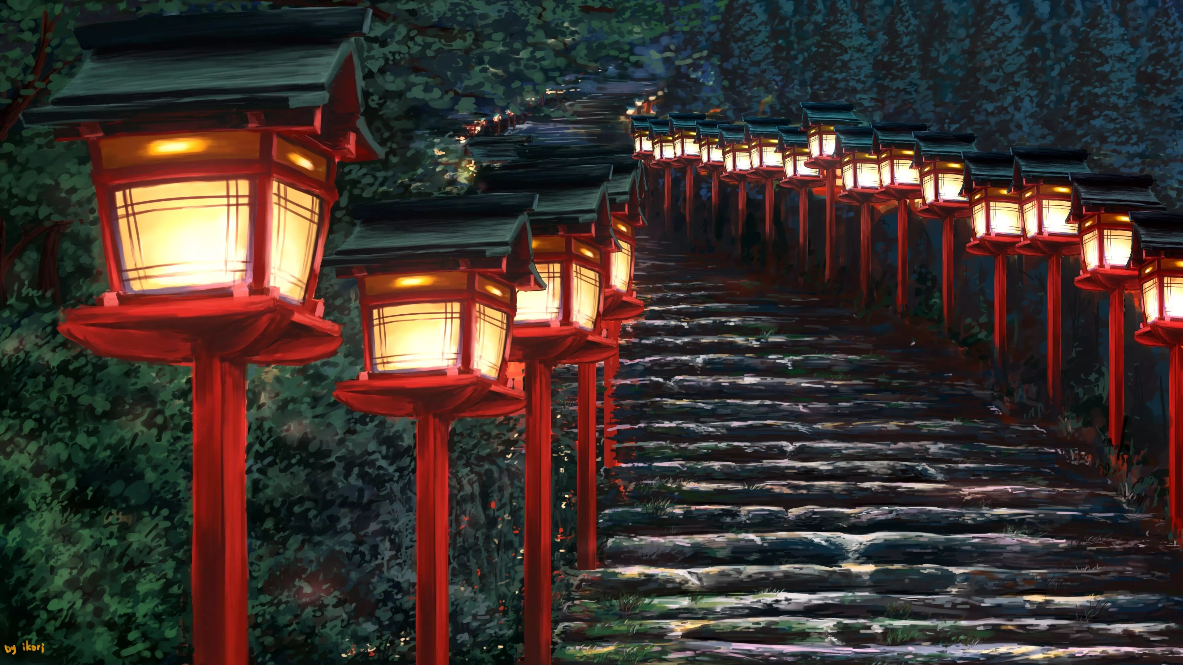 Download Lantern Anime Stairs 4k Ultra
