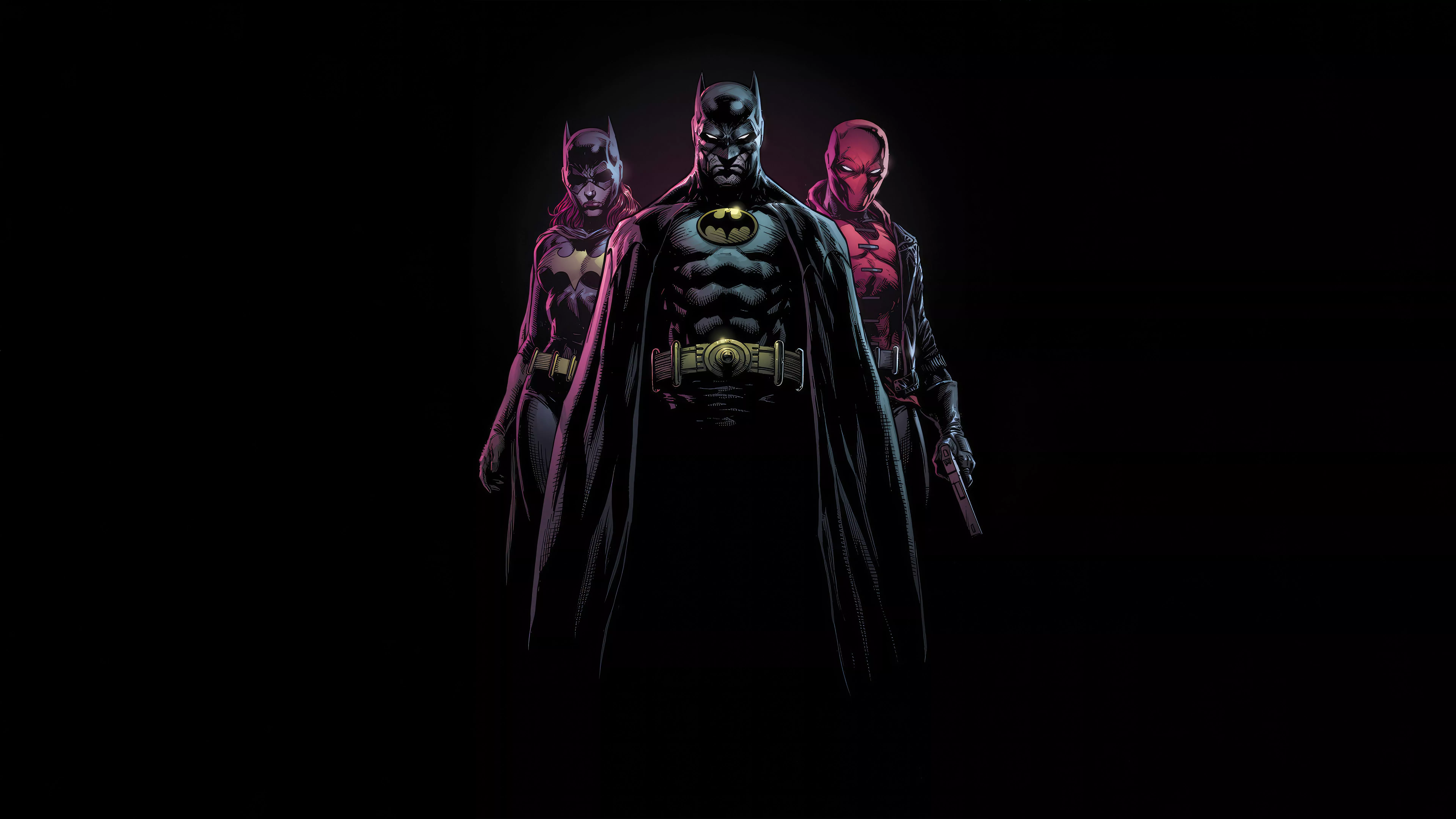 8K Batman and Batgirl with Red Hood