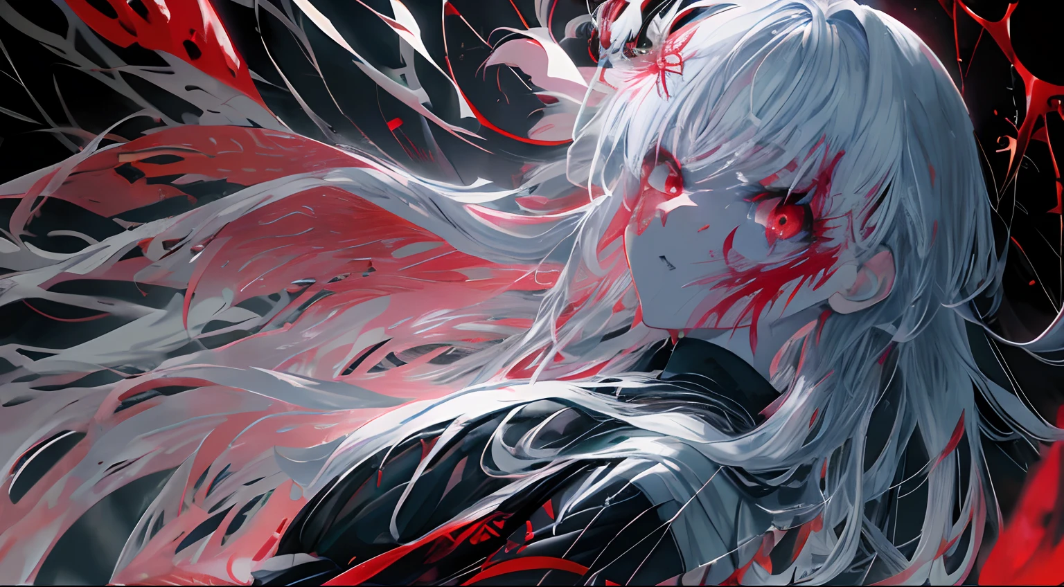 Anime girl with white hair and red eyes