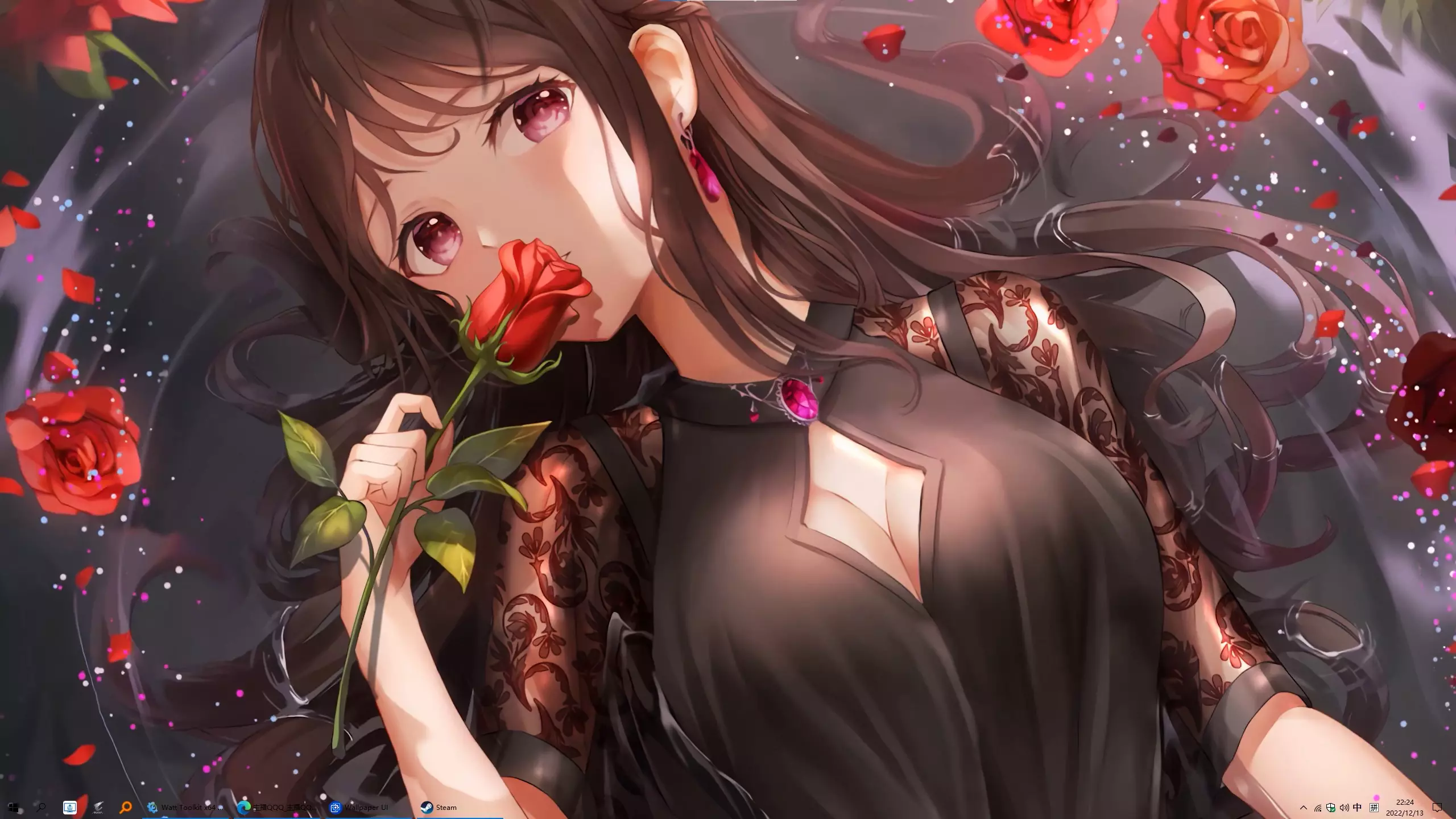 Live wallpaper Red Rose in Water Anime