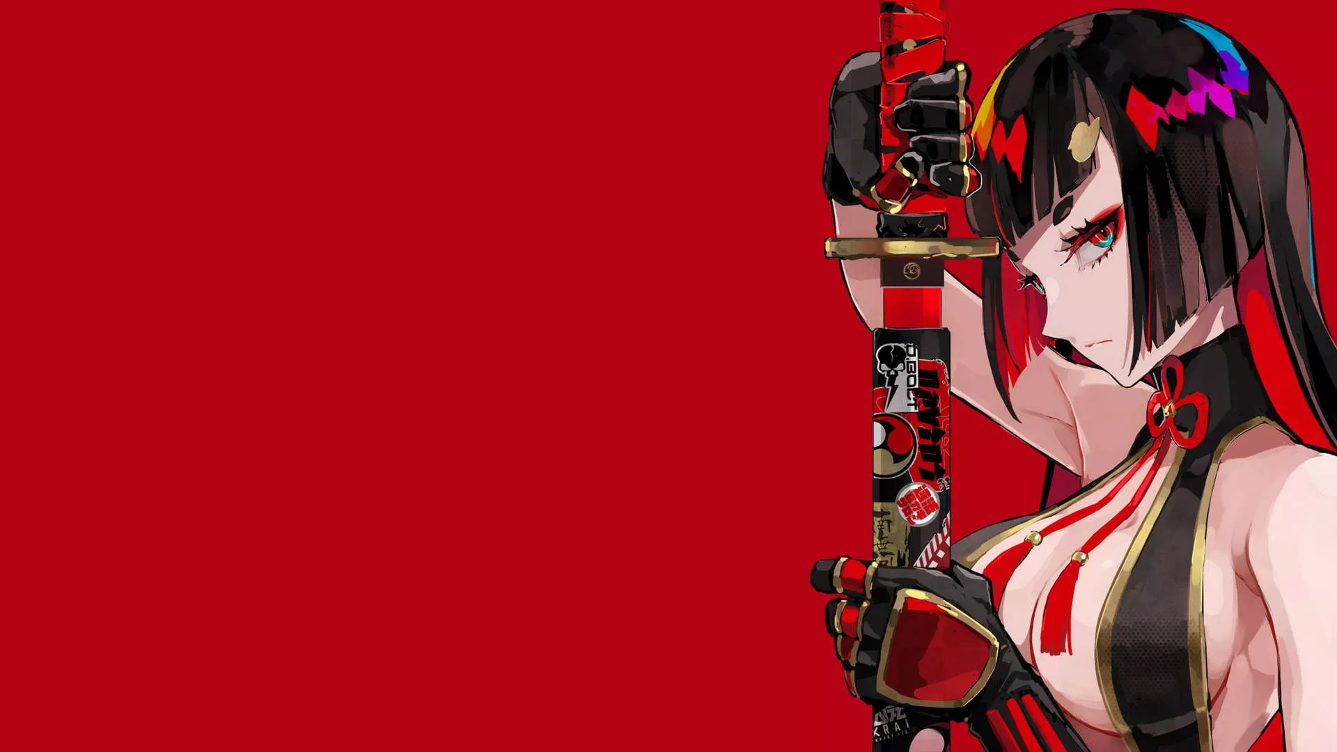 Download Red Anime Red Samurai Wallpaper