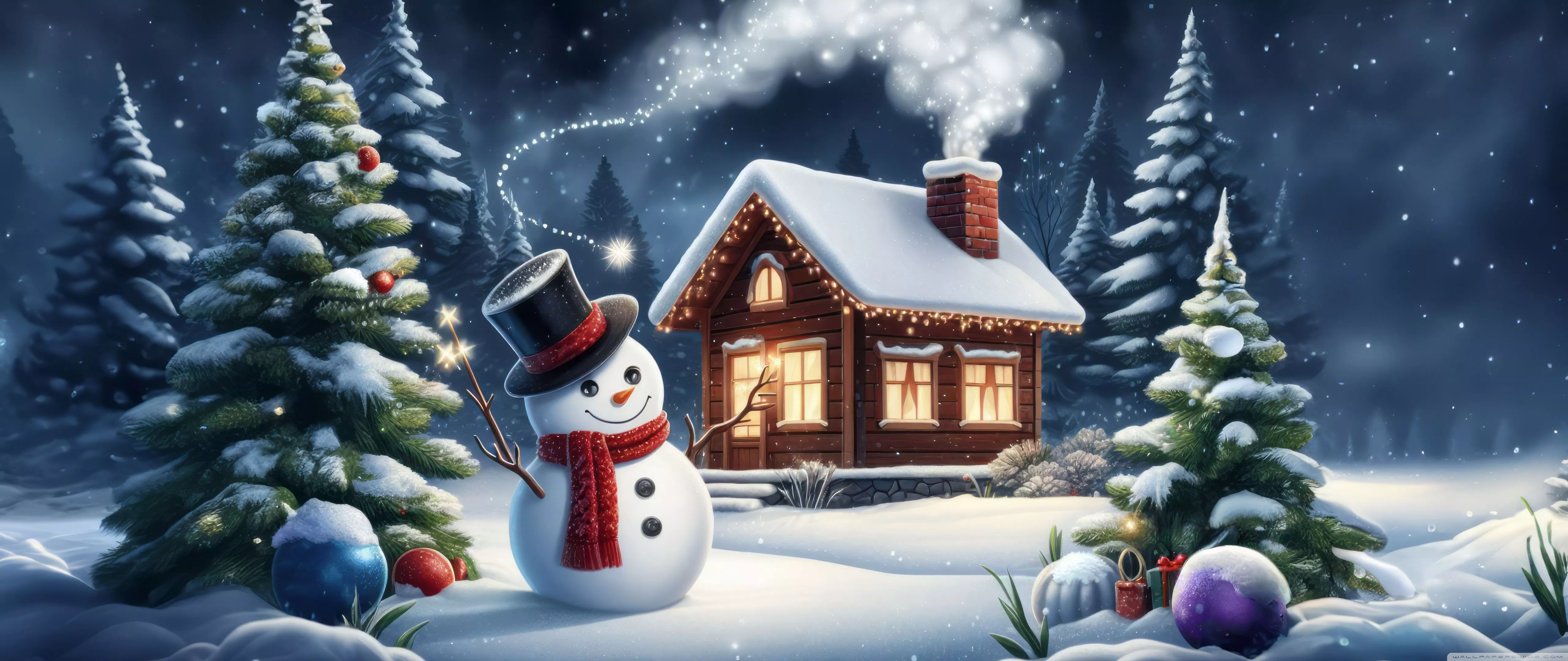 Happy Snowman, Christmas Eve, Winter