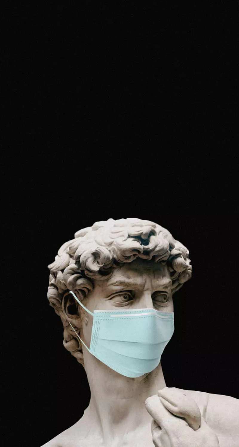 Statue with mask, coronavirus, estatua