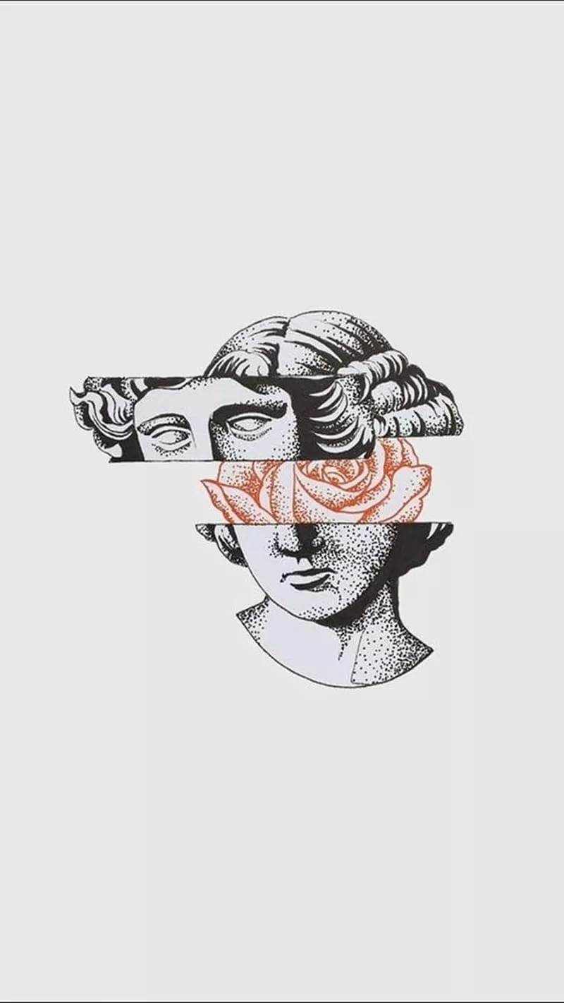 Statue, greek statue, rose, aesthetic