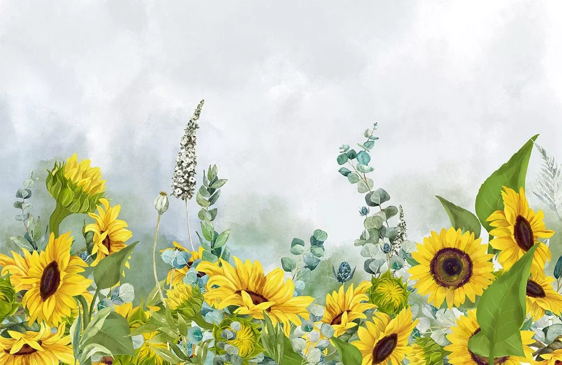 Bloomy Sunflowers Wall Murals