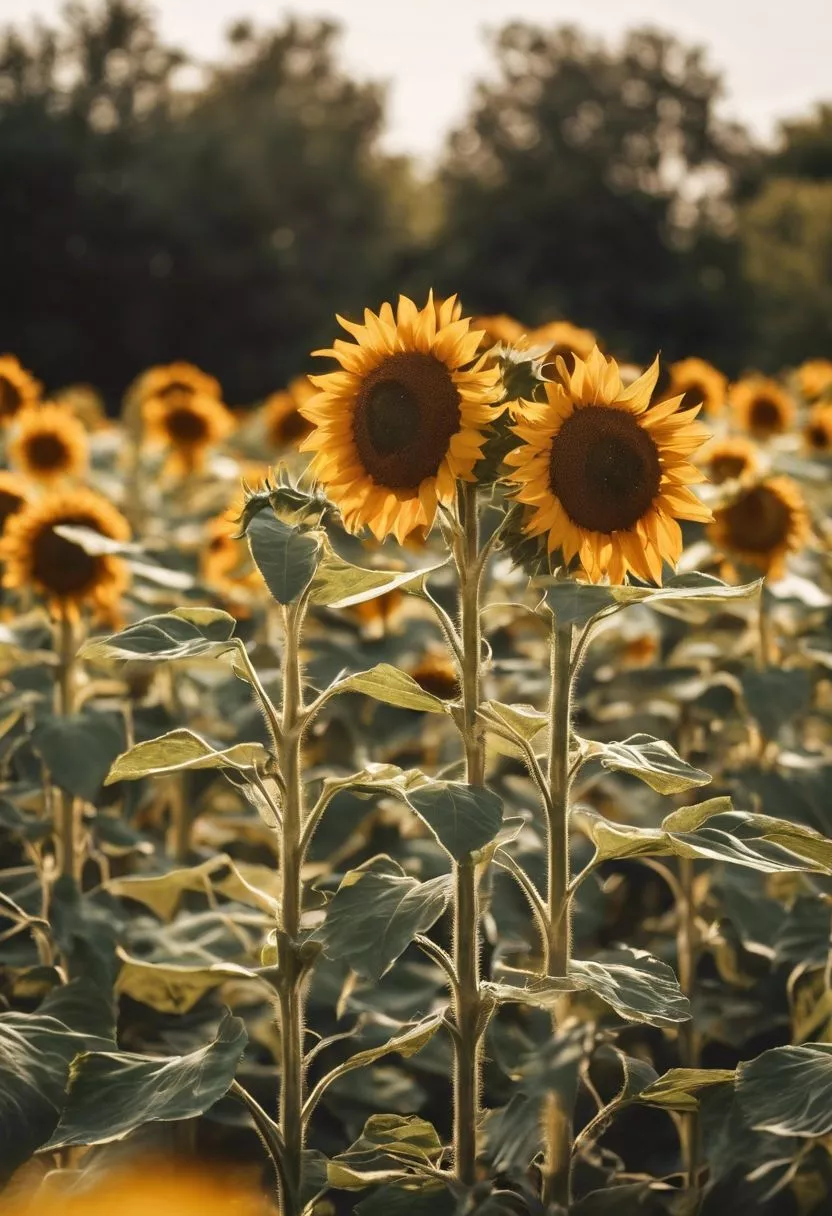 A sunflower field in full bloom under