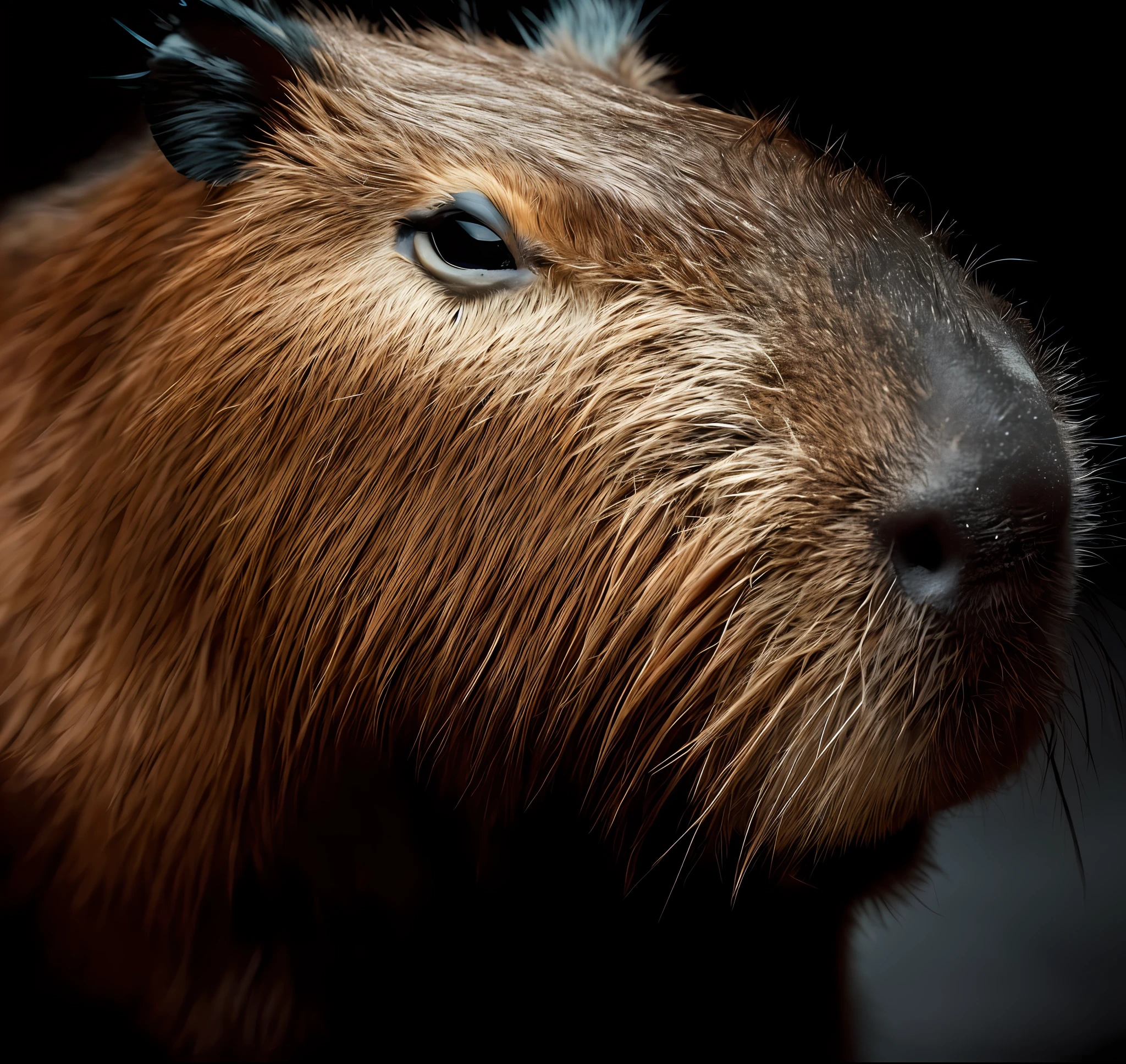 capy animal with a black background