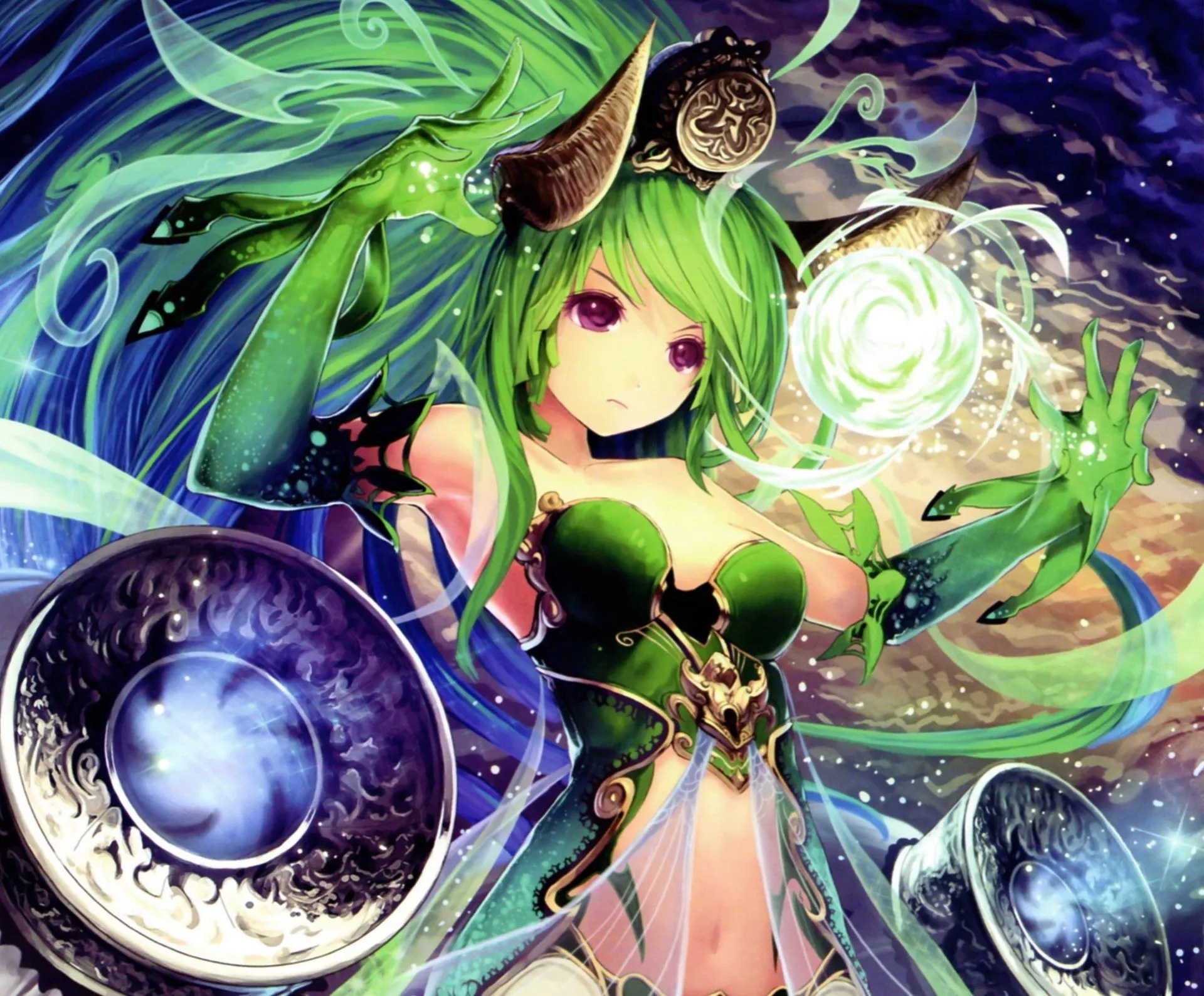 Magical HD Wallpaper: Green Haired