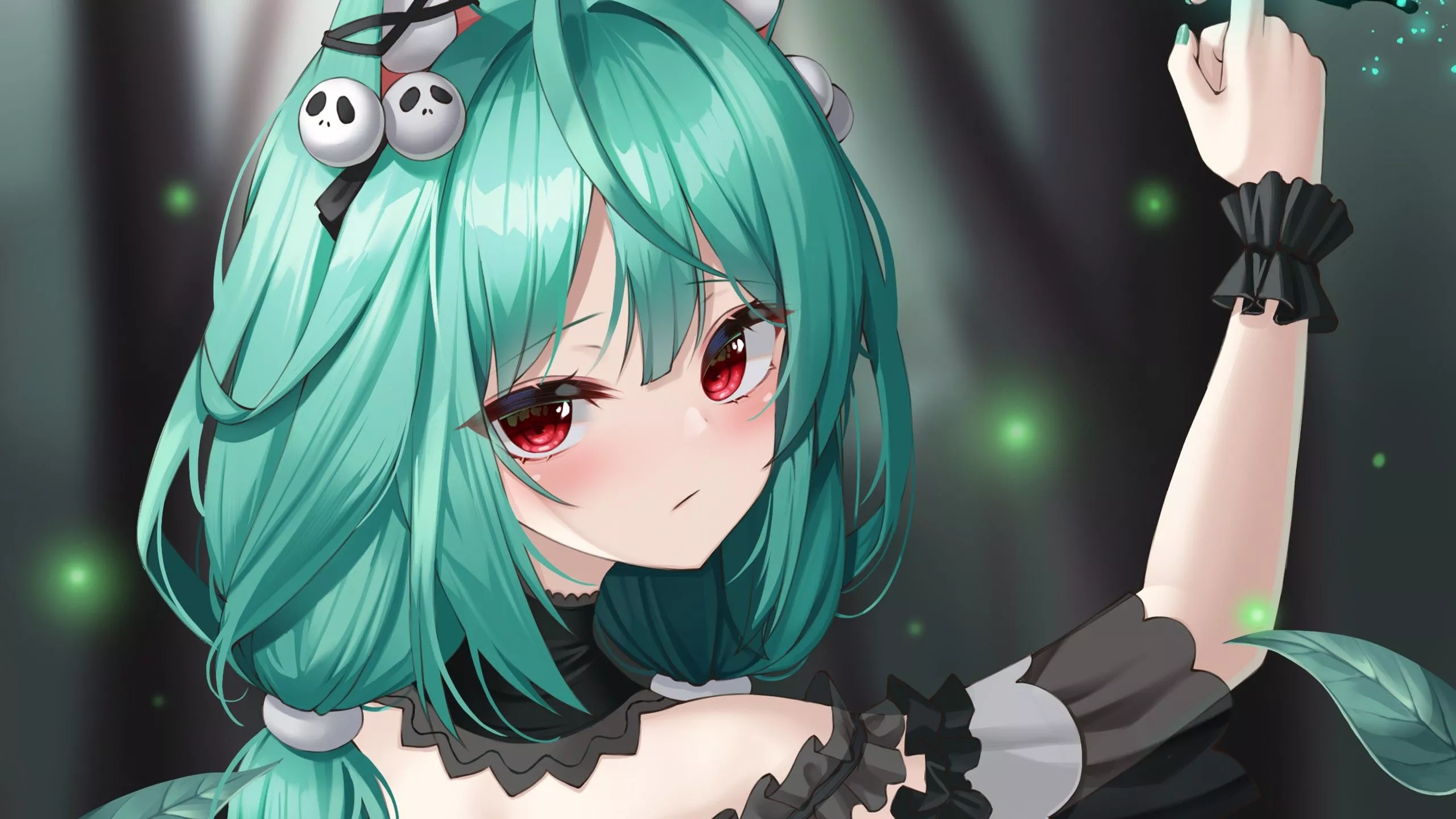 Red Eyes Green Hair Anime Girl HD Anime