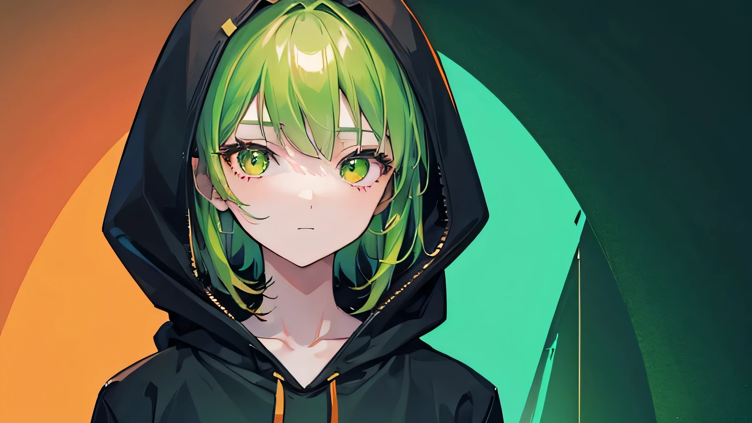 Anime girl with green hair and green