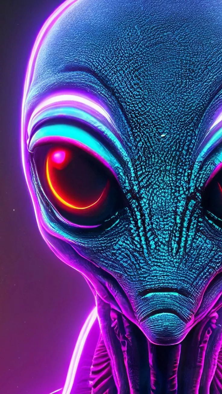 wallpaper 4K alien, head, neon, art