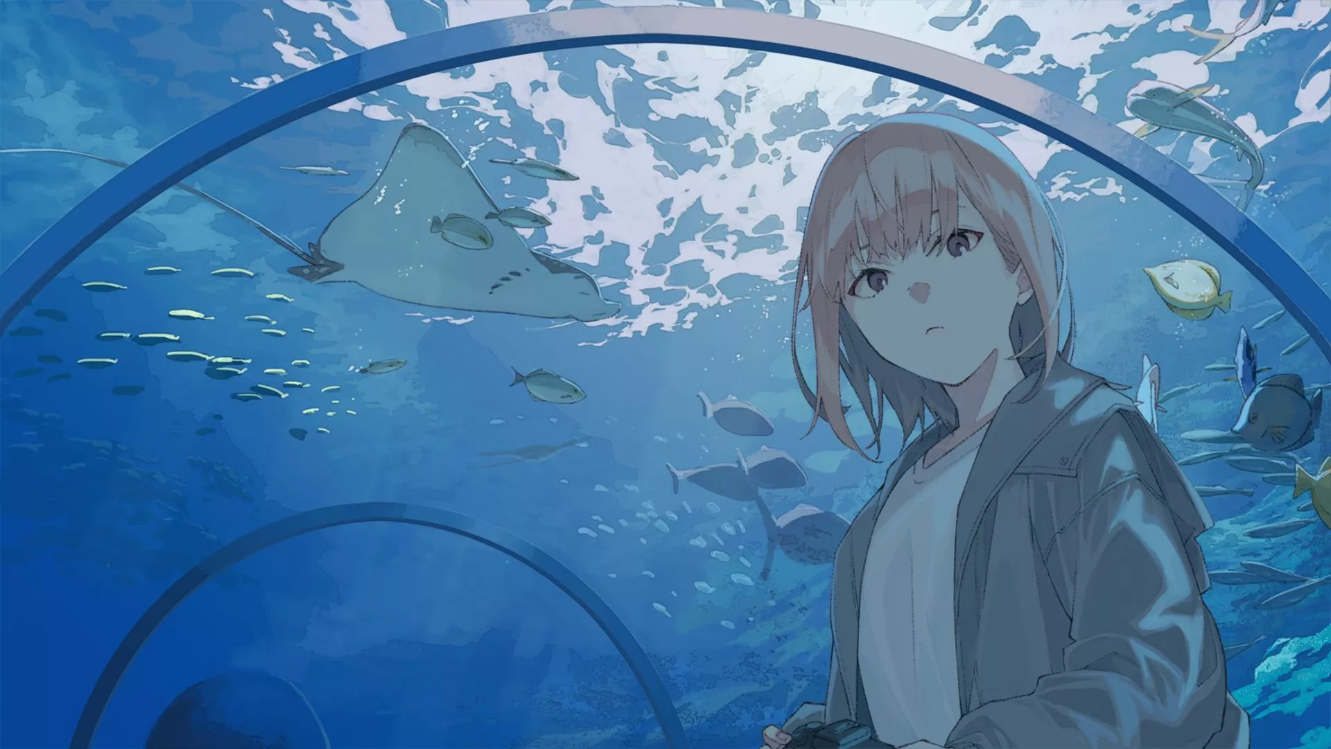 HD desktop wallpaper: Anime, Girl, Fish