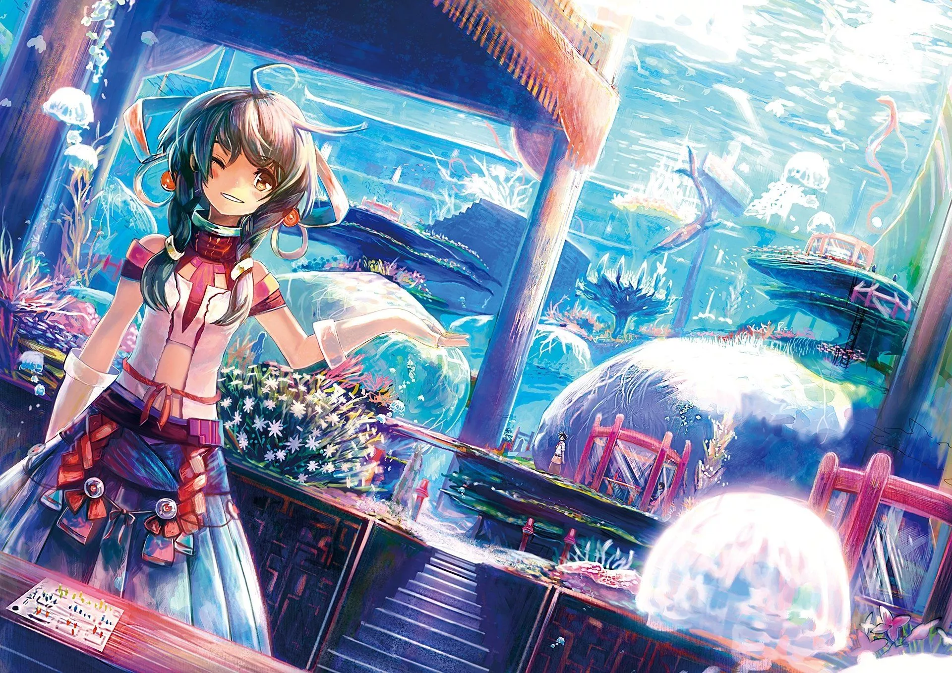Enchanting Anime Aquarium HD Wallpaper
