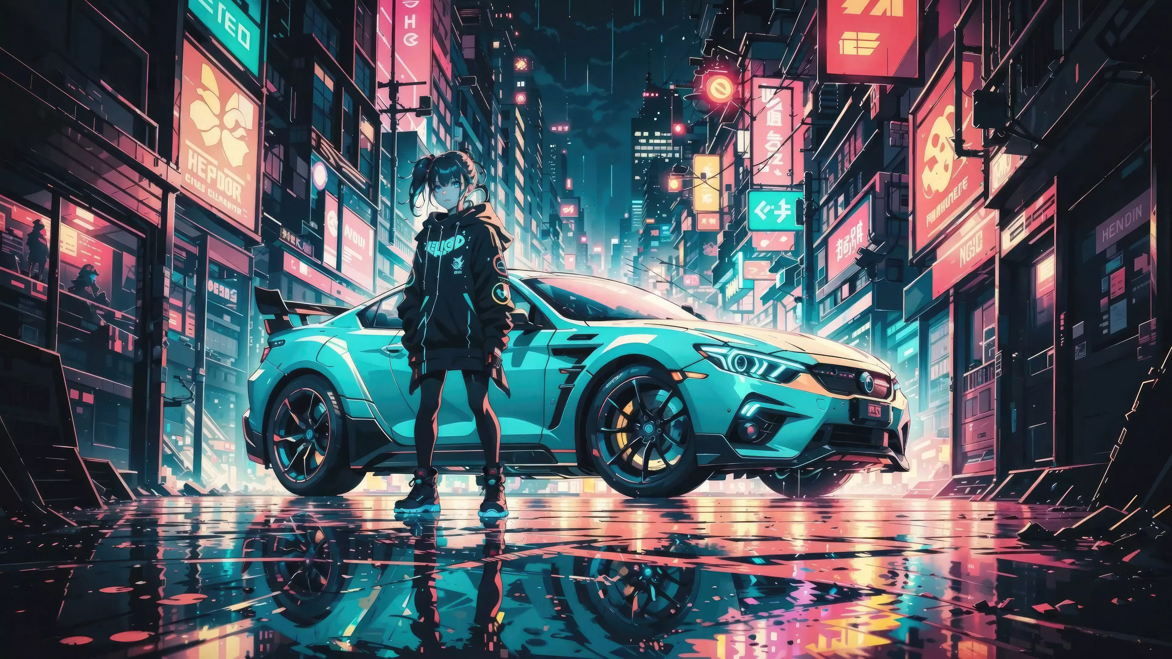 Neon Cityscape Wallpaper, HD