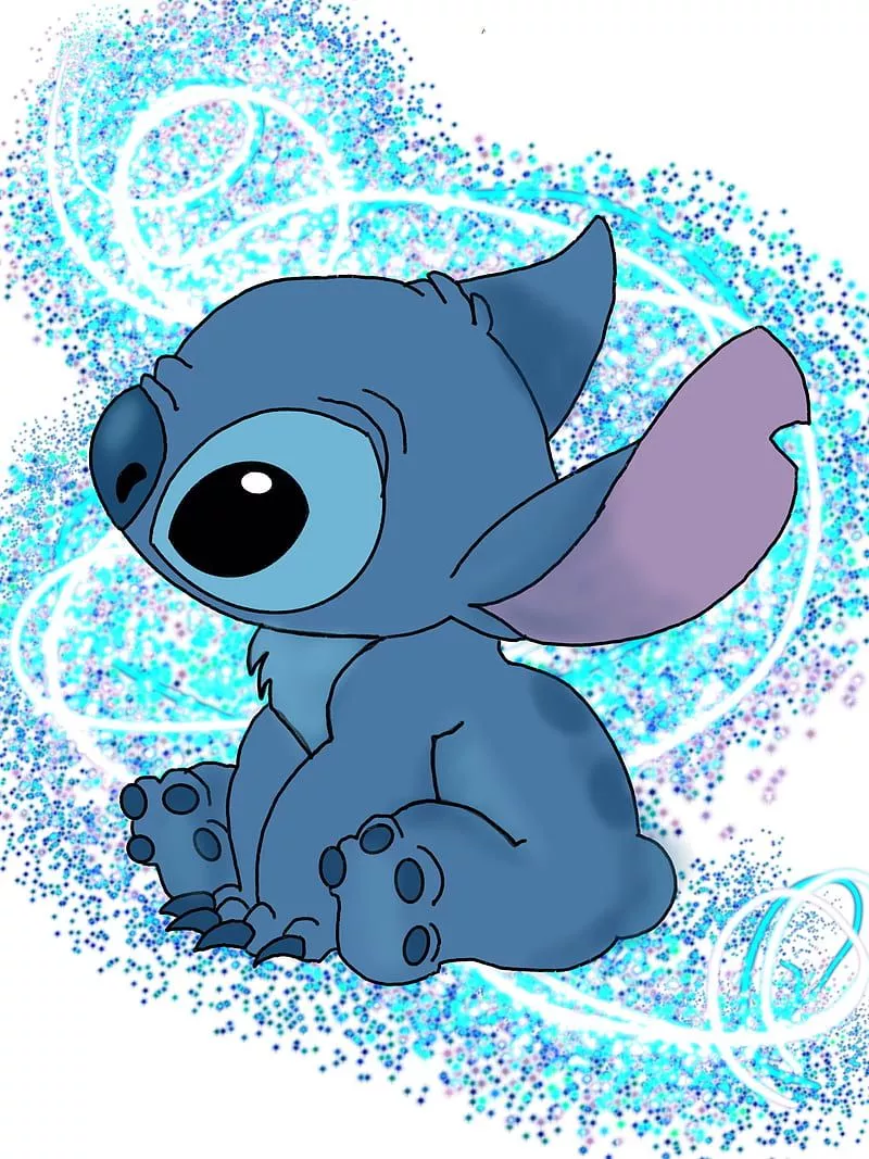 Stitch, aesthetic, blue, cute, glitter, likoandstitch, purple, sparkles, HD phone wallpaper