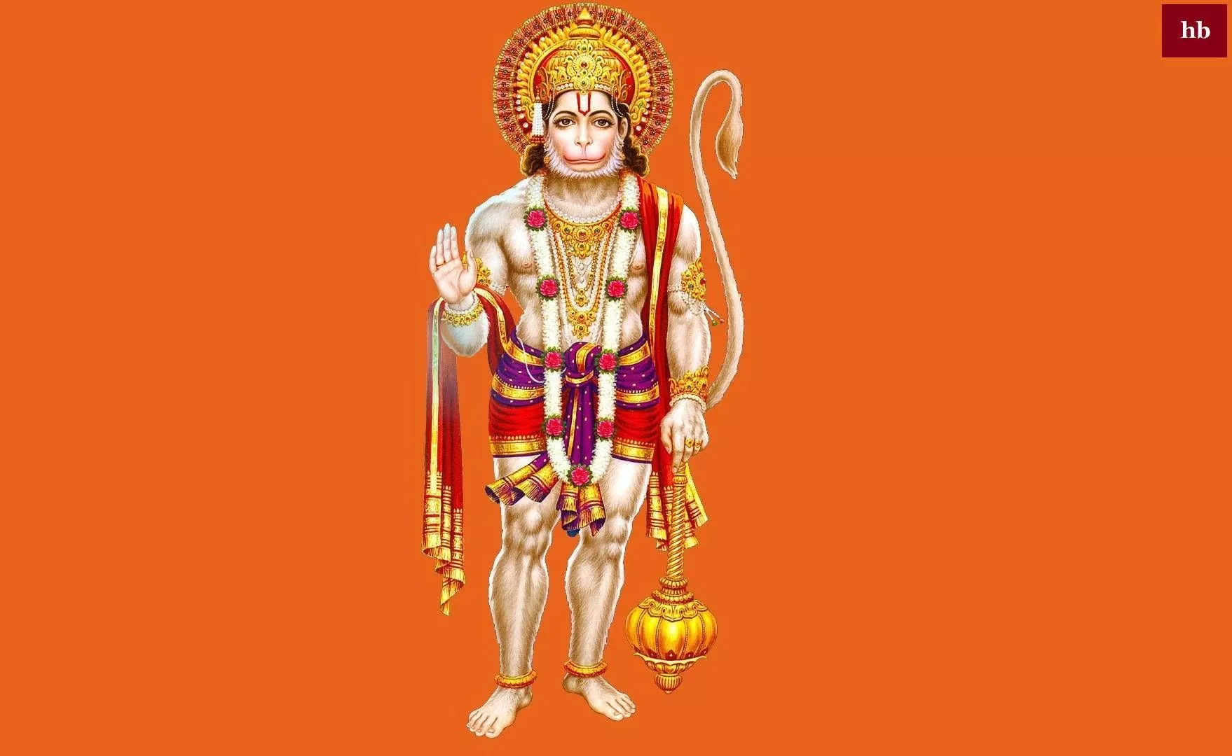 Lord Hanuman Standing In Royal Garments