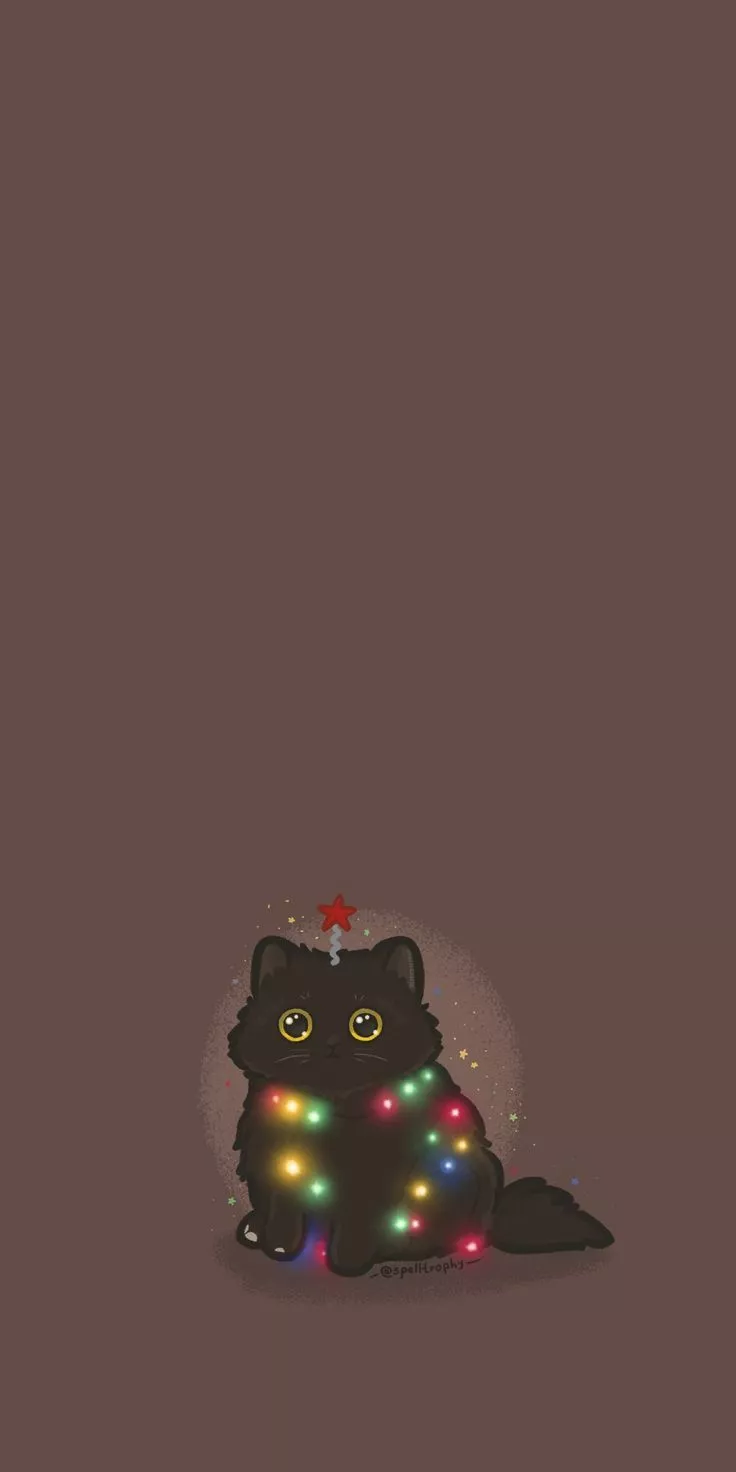 Christmas tree cat / chocolate wallpaper