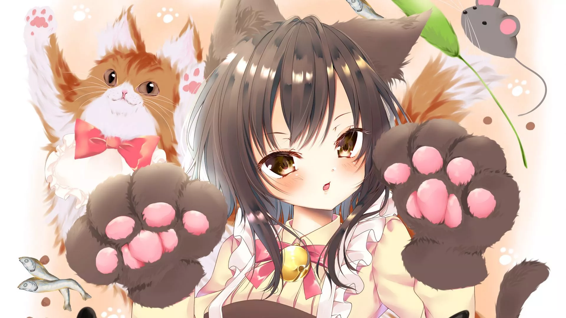Download wallpaper 1920x1080 neko, girl