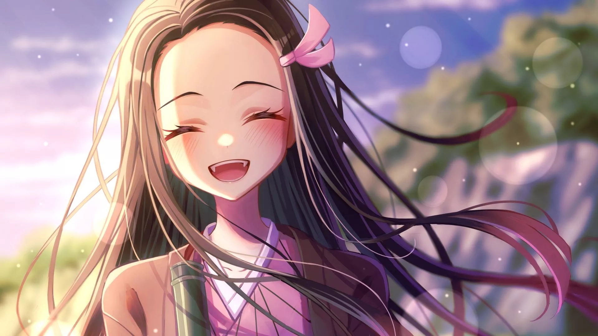 Nezuko Kamado Wallpaper 4K, Anime girl