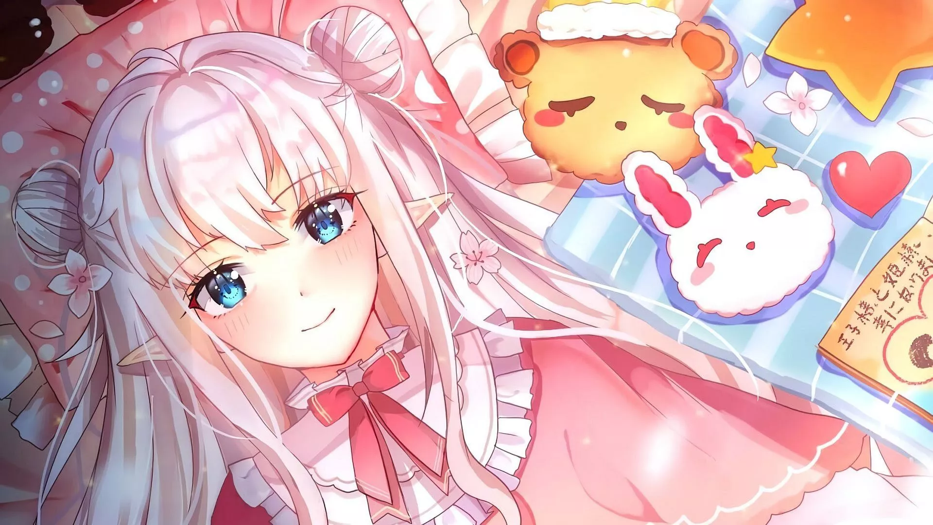 Blue Eyes Pink Dress Pink Hair Anime