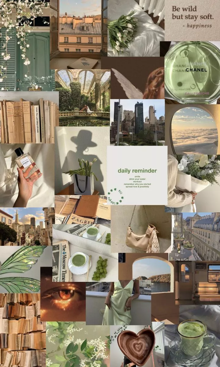 sage brown cream aesthetic iphone wallpaper