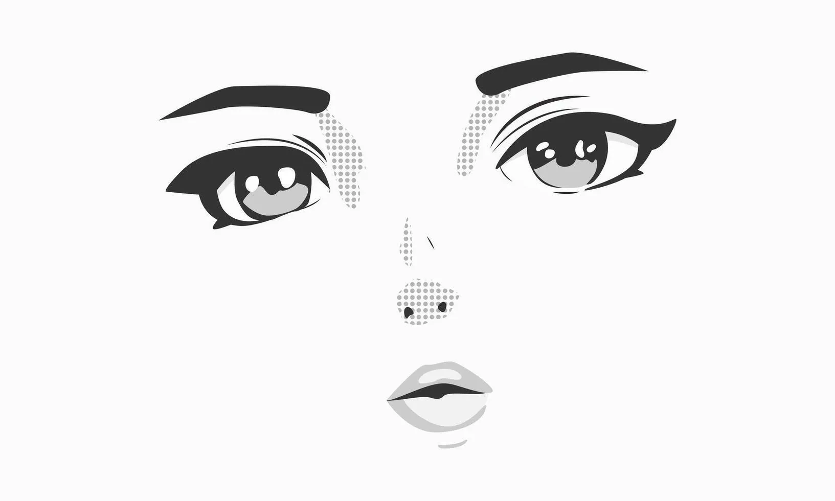 Manga style face. Cute anime girl eyes