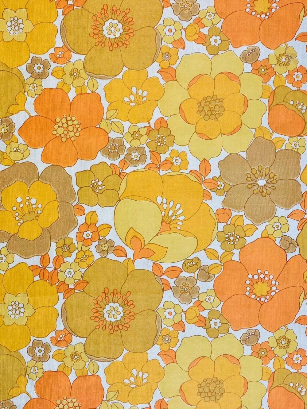 Vintage Floral Wallpaper Orange