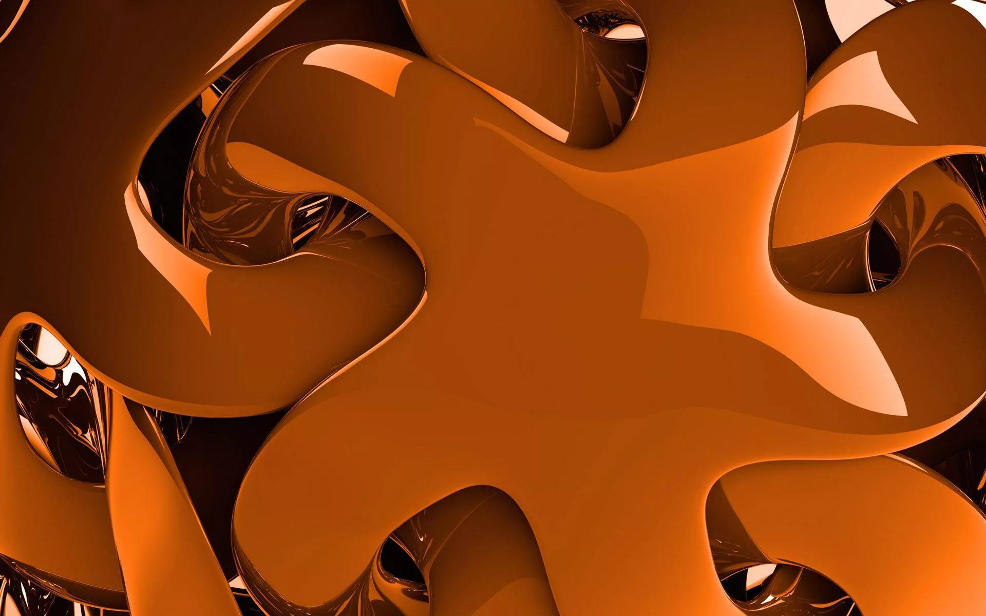 Shiny Neon Orange Abstract Shapes