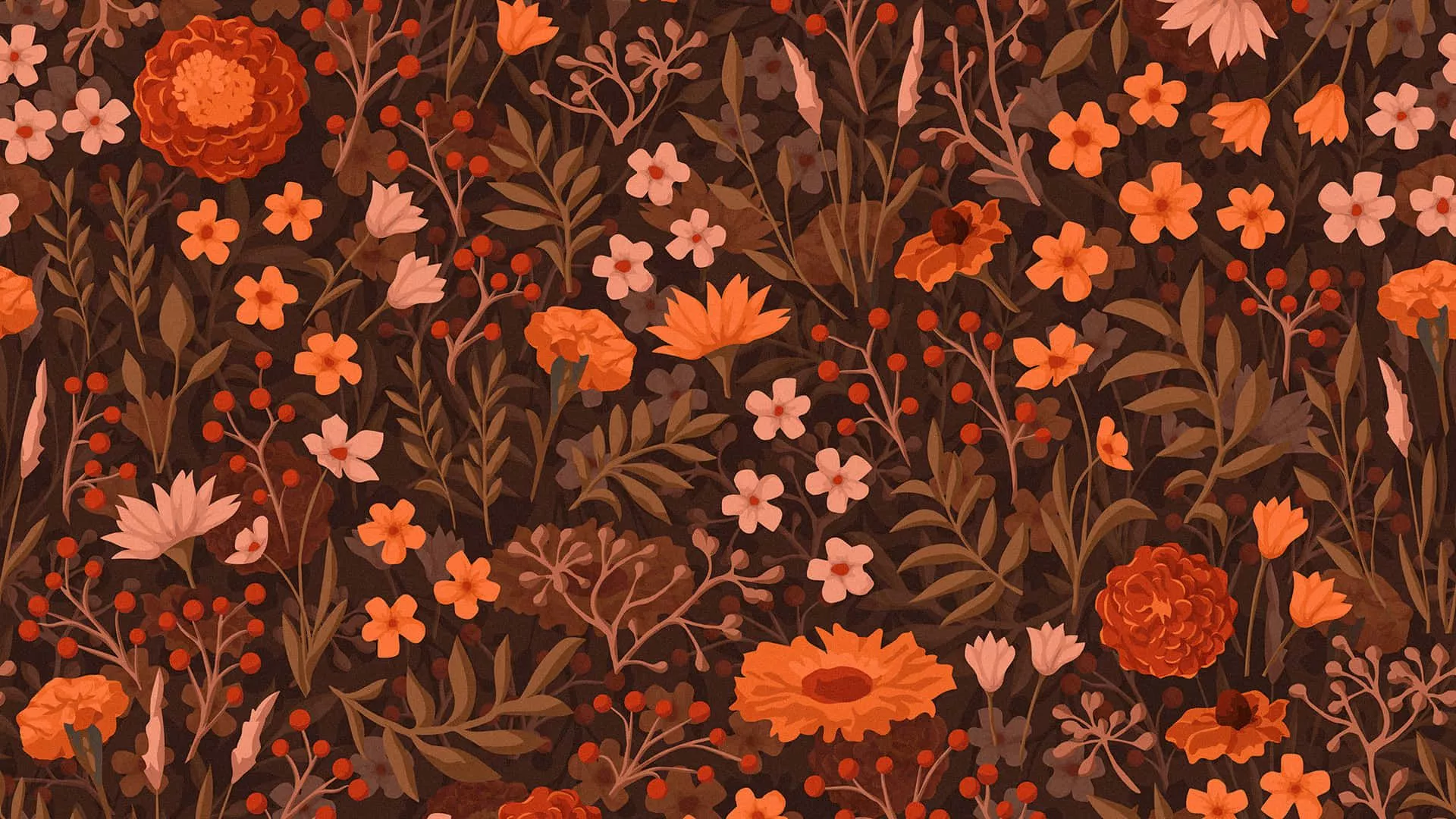 Floral Pattern With Orange Flowers