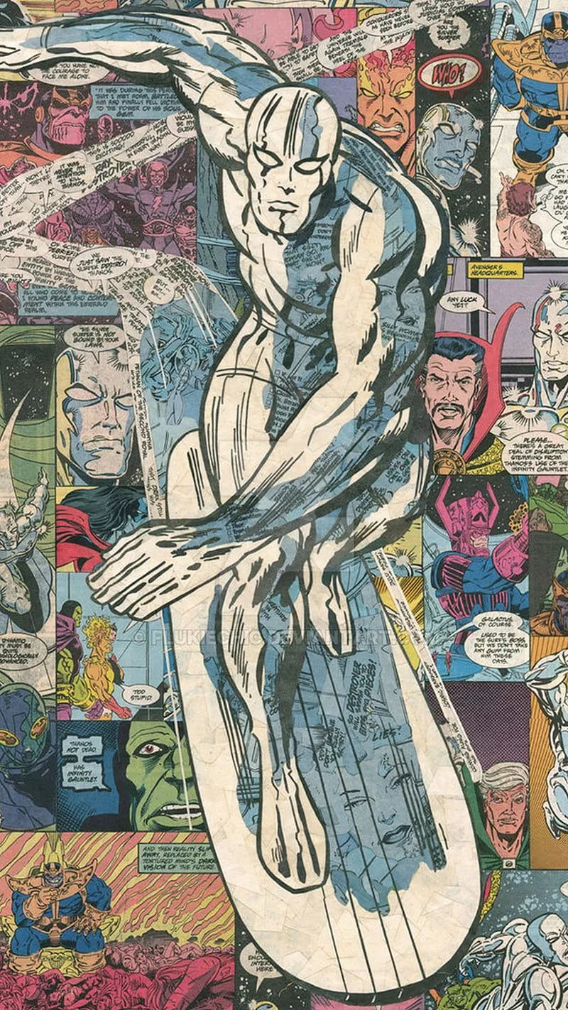 Silver surfer comic, avengers, fantastic four, hero, marvel, silver surfer, HD phone wallpaper