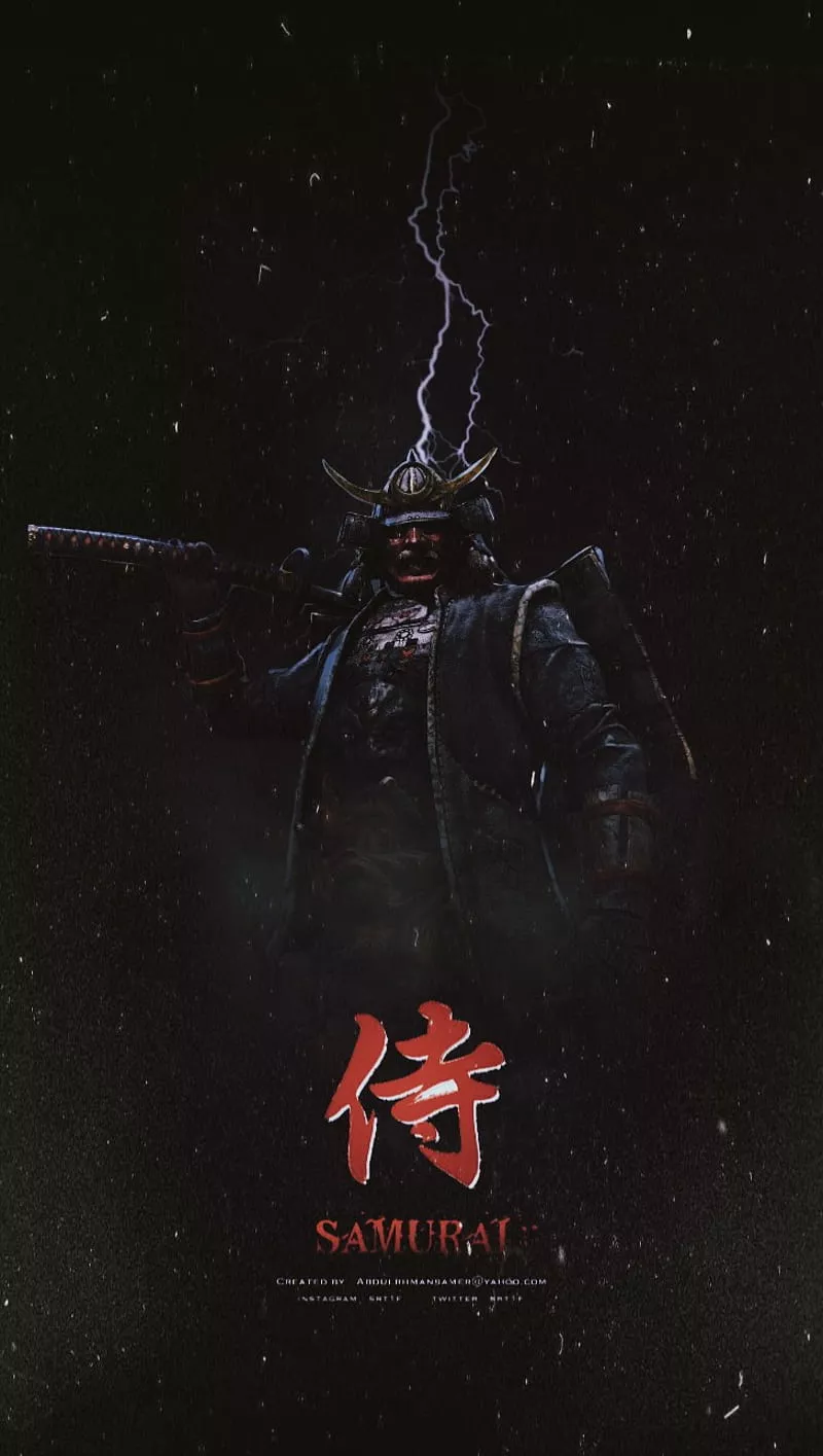 Samurai, 2020, an5, black wall, iphone