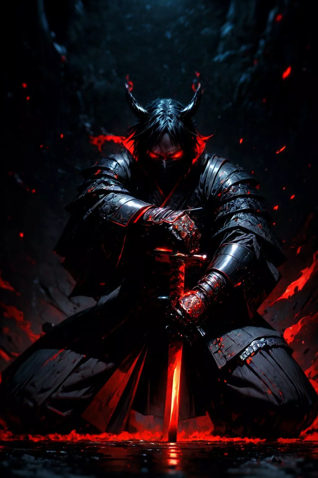 Demonic Samurai plunged into t. image