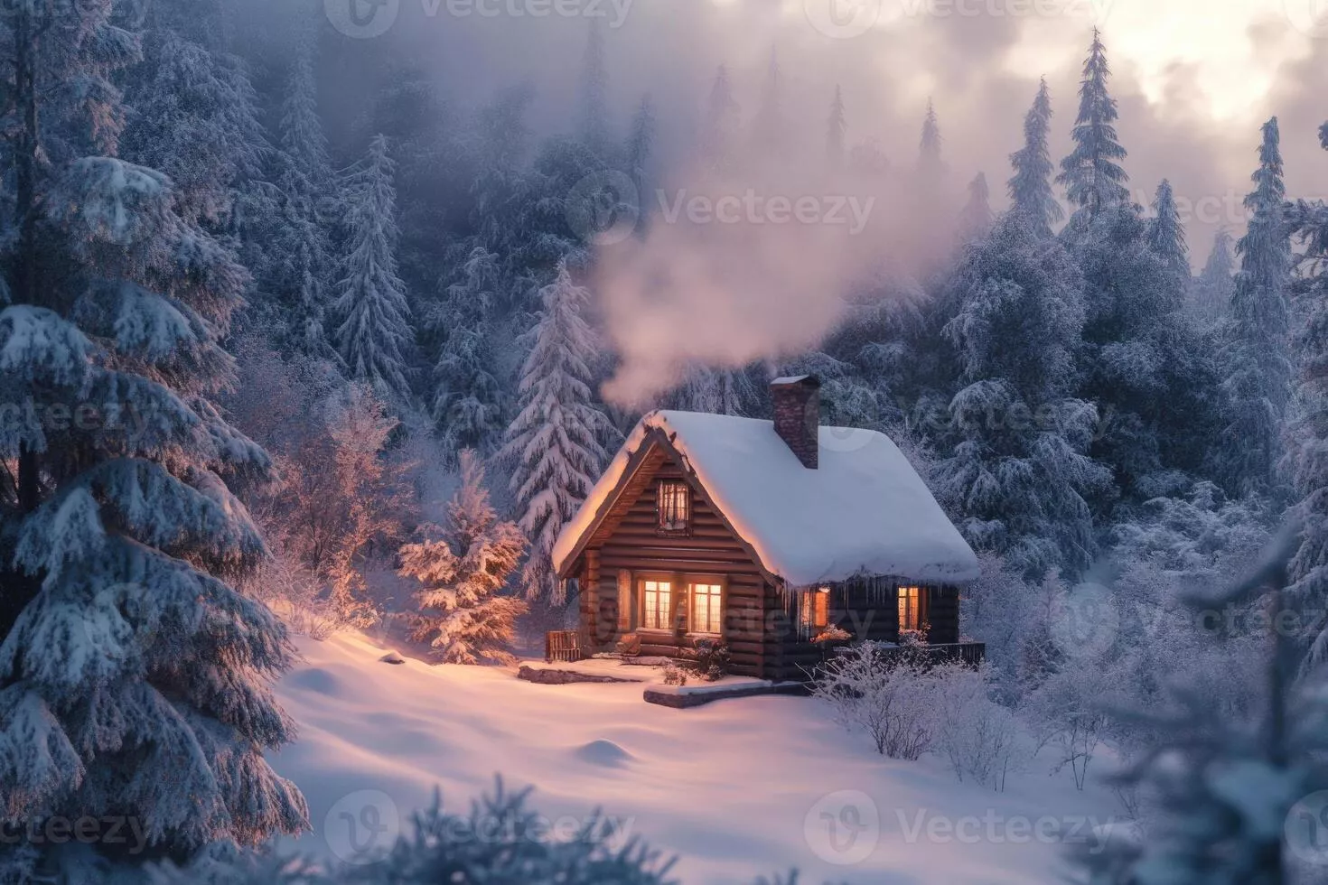 Snowy Cabin Image