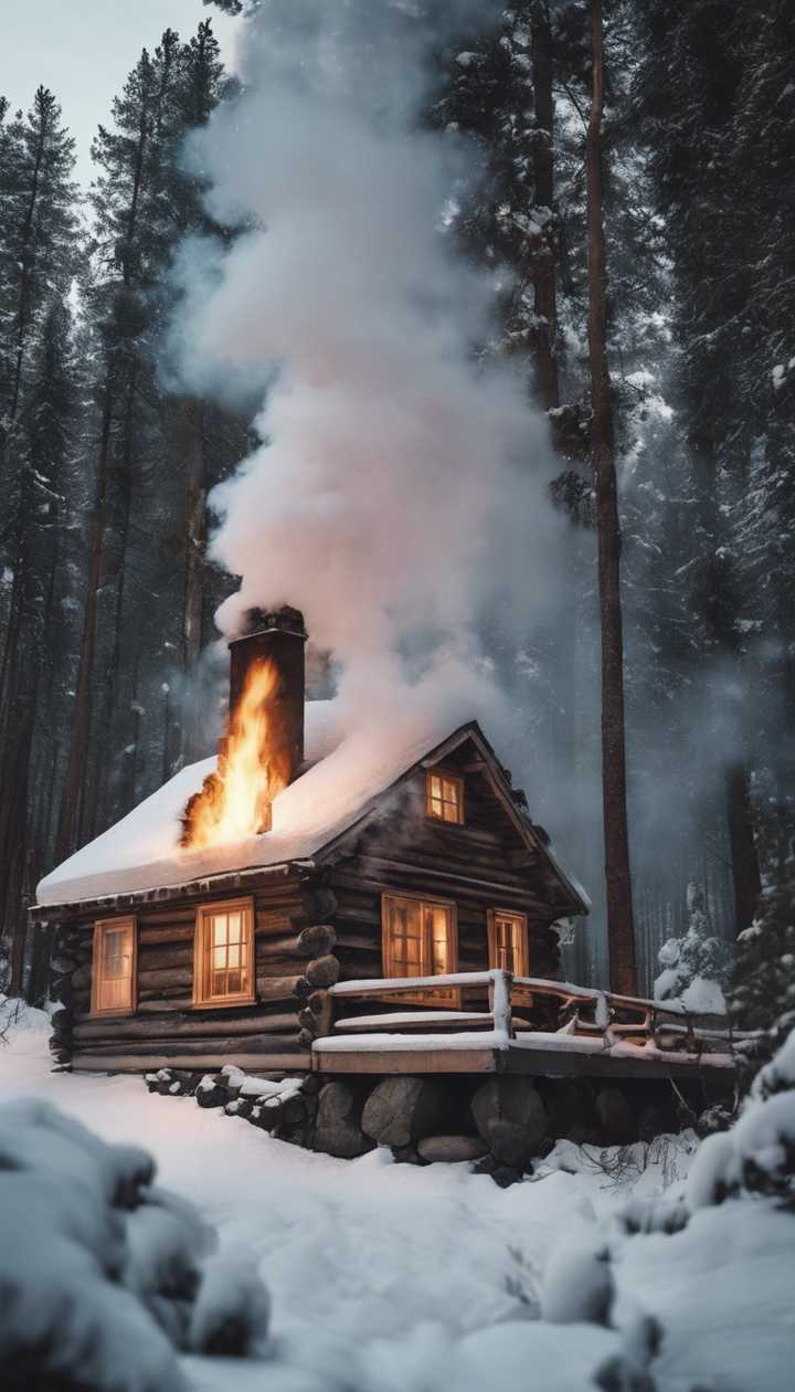 A rustic log cabin nestled in