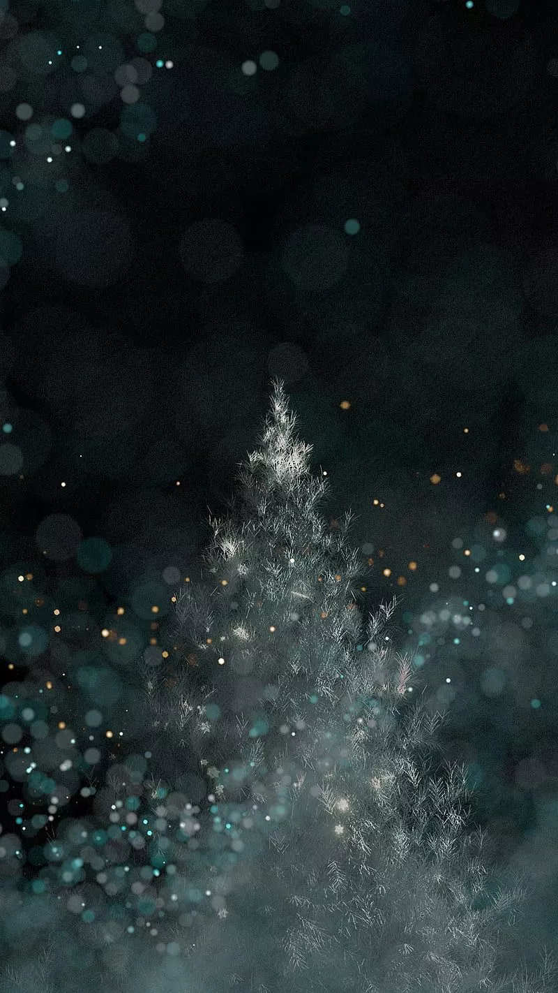 Messy Christmas, Bertil, black, bokeh, dark, dark.oled, holidays, merry, tree, HD phone wallpaper