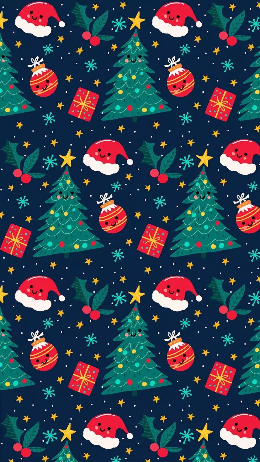 Smiley Pattern Christmas Wallpaper
