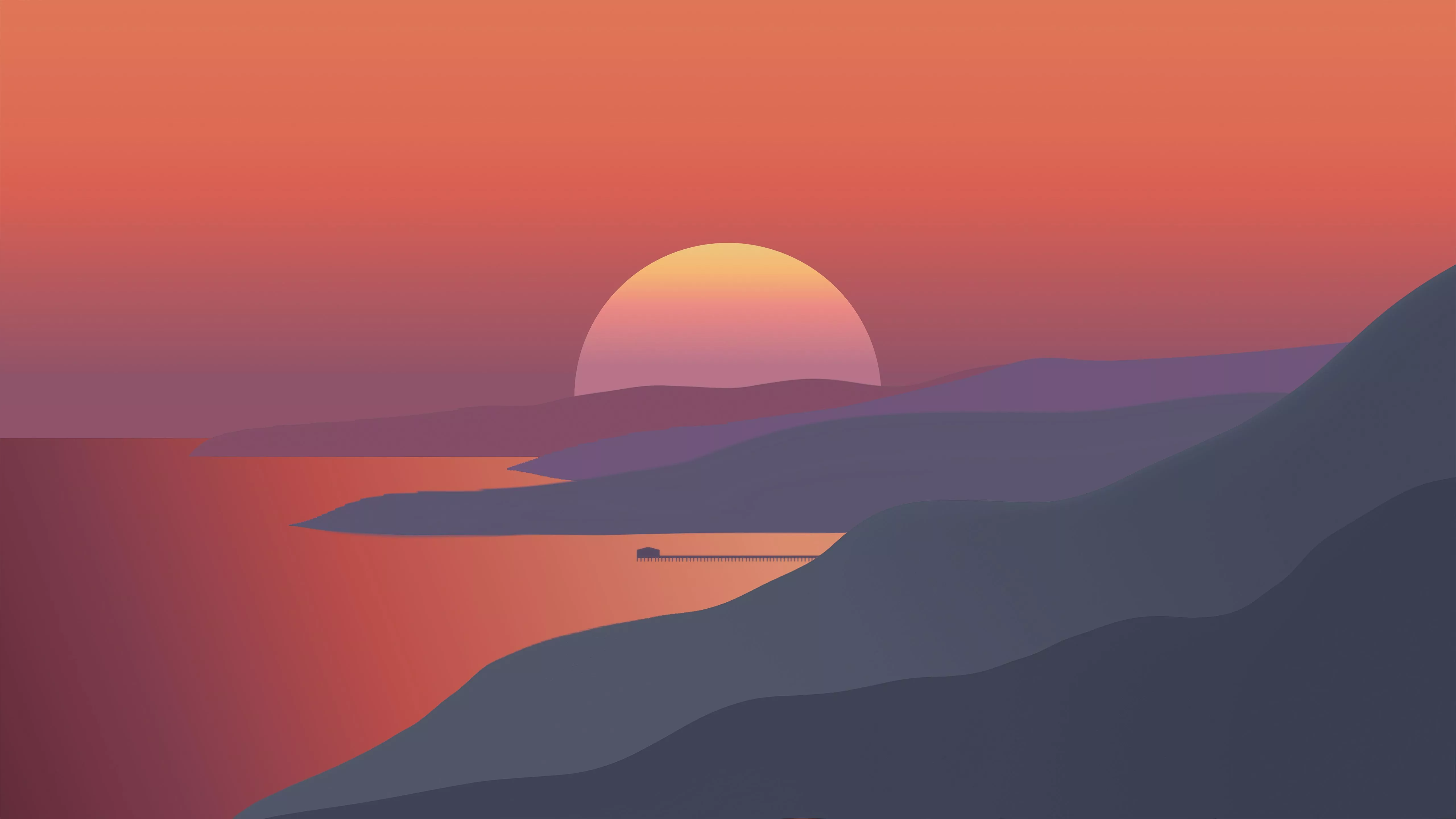 Surreal Sunset Minimal 4K Wallpaper, HD