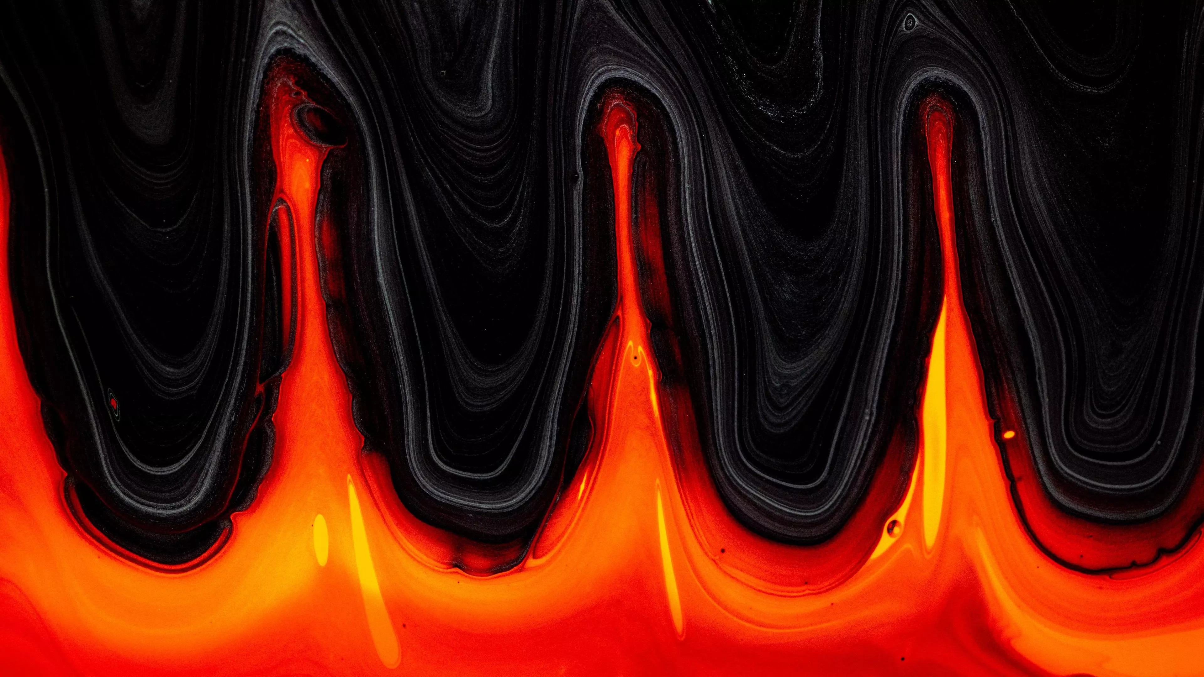 Black Orange Liquid Shapes 4K HD