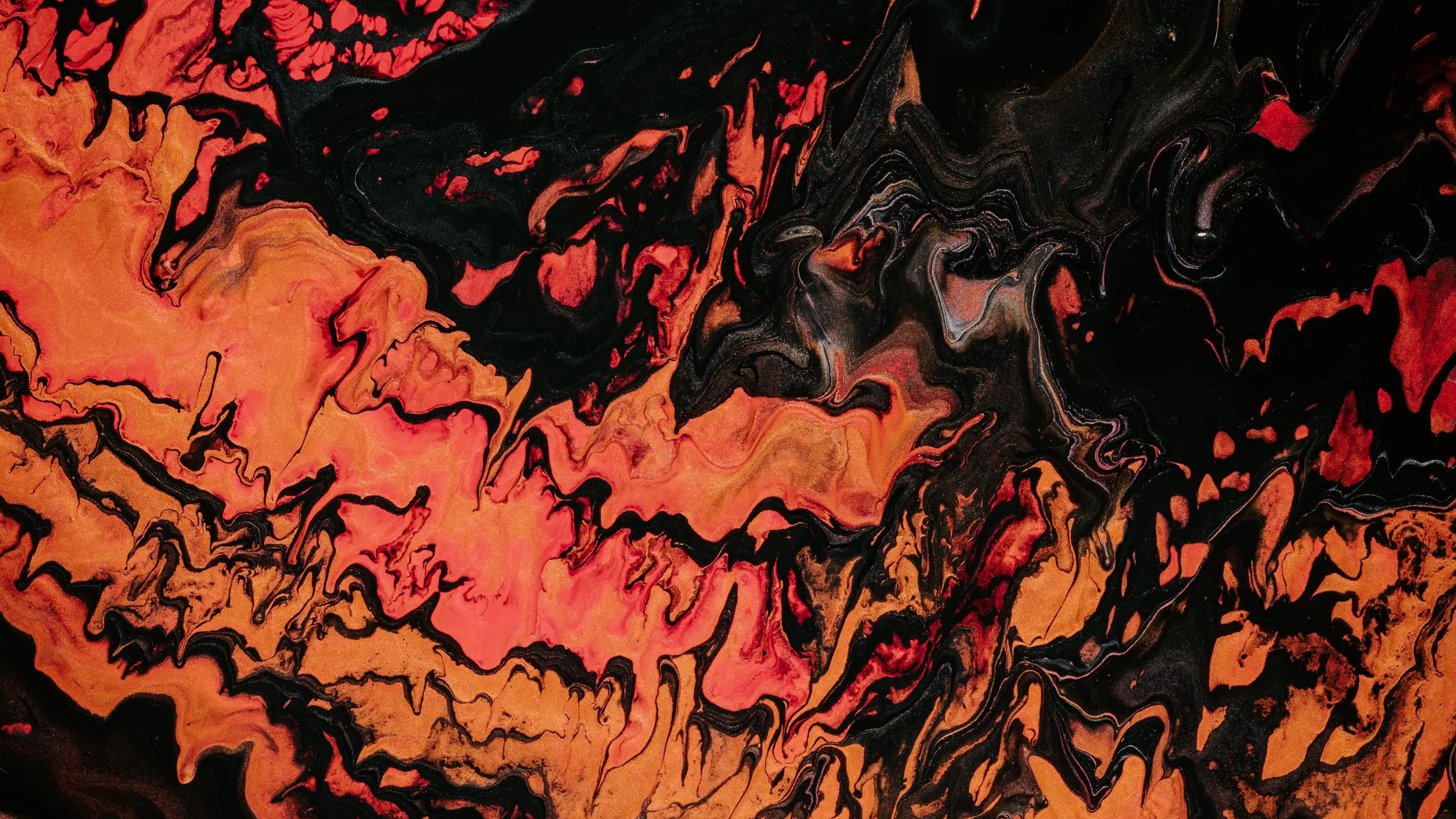 Orange Red Black Stains Colorful Paint