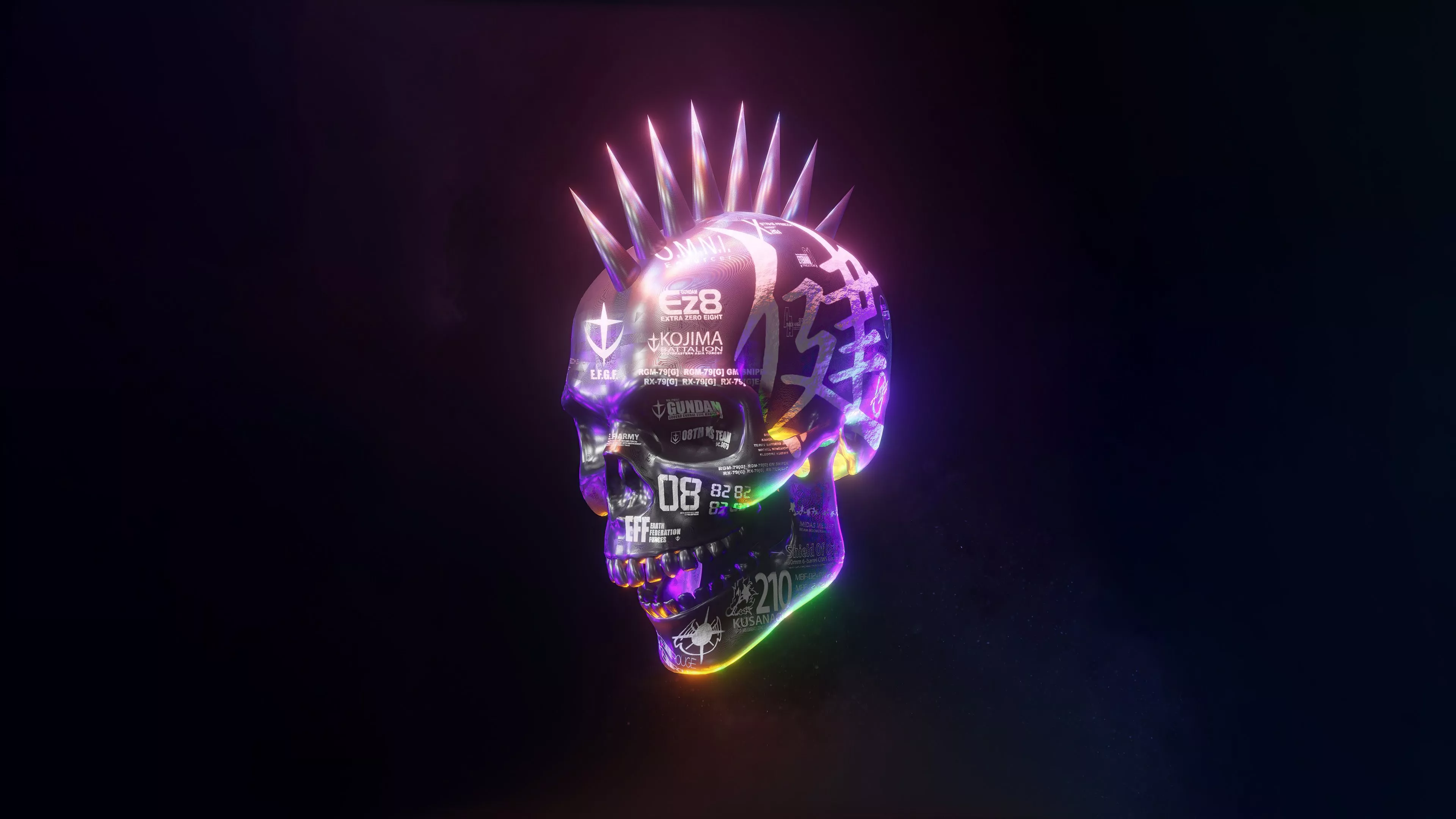 Neon Dark Skull 4k Wallpaper, HD Artist
